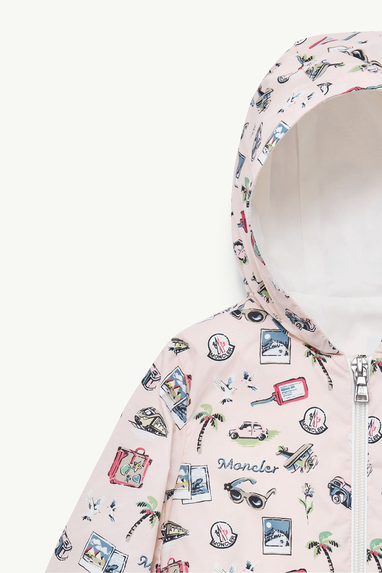 Hilda Printed Hooded Jacket Girl Beige Moncler 1