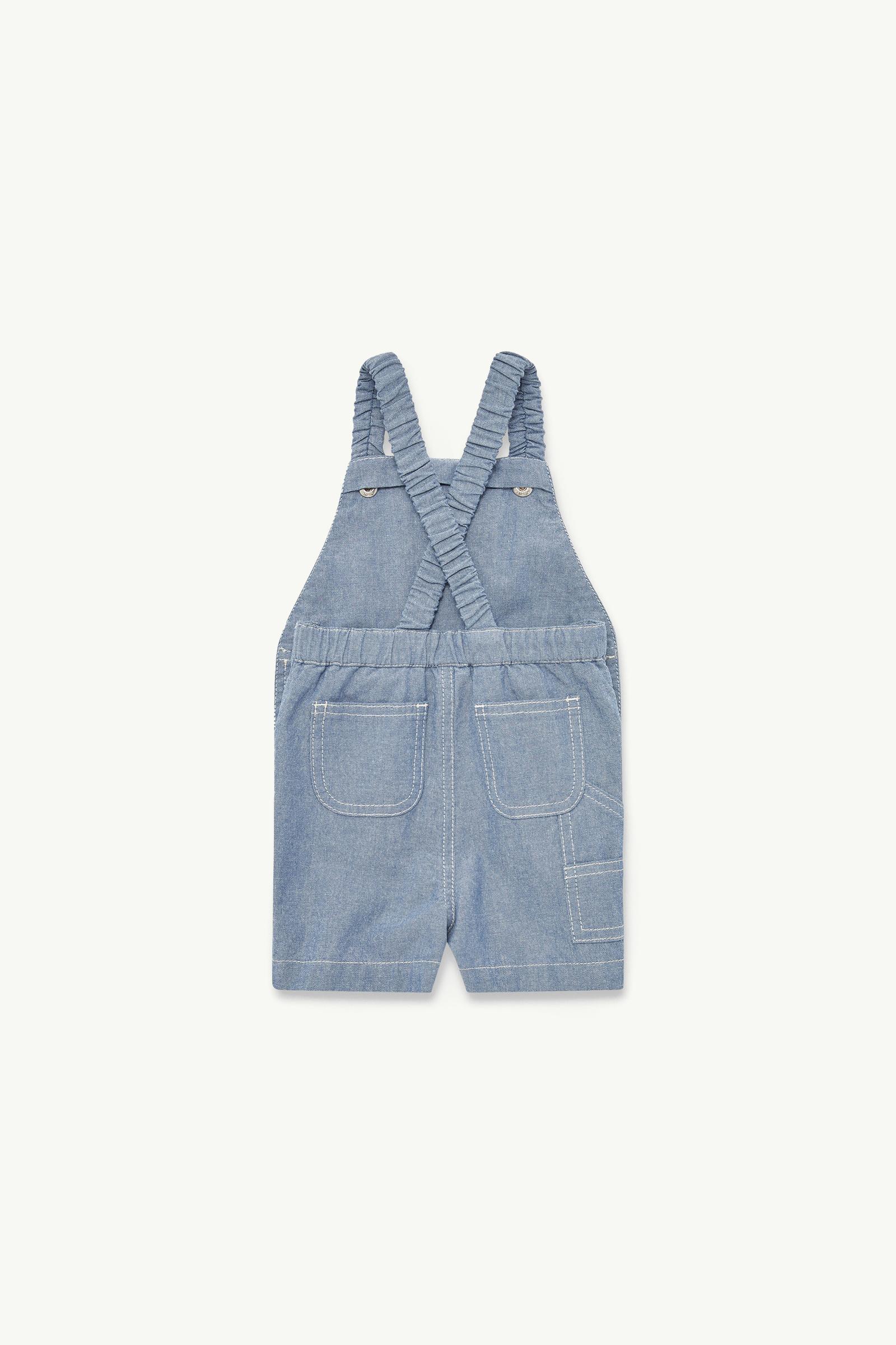 Cotton Chambray Overalls Boy Denim Blue Moncler 1