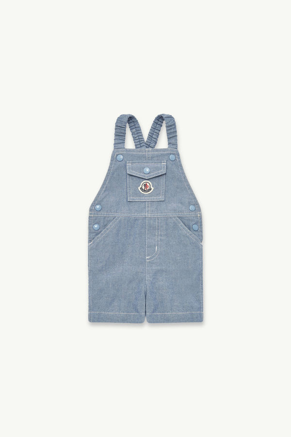 Cotton Chambray Overalls Boy Denim Blue Moncler 0