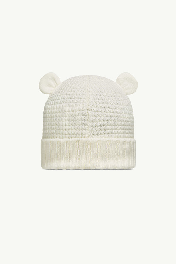 Wool Beanie with Teddy Bear Ears Gender Neutral White Moncler 2