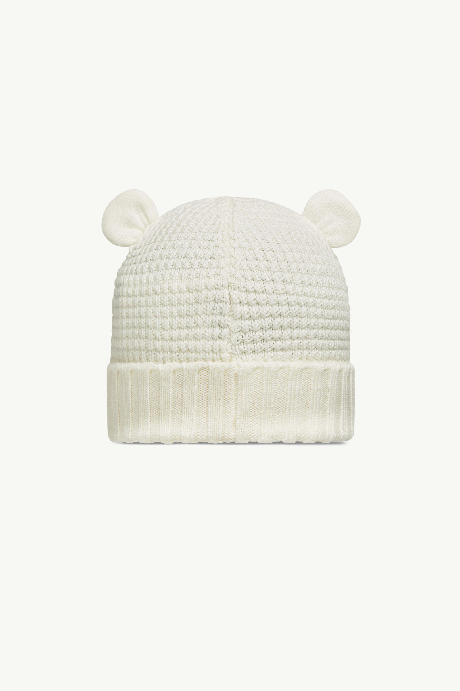 Wool Beanie with Teddy Bear Ears Gender Neutral White Moncler 2