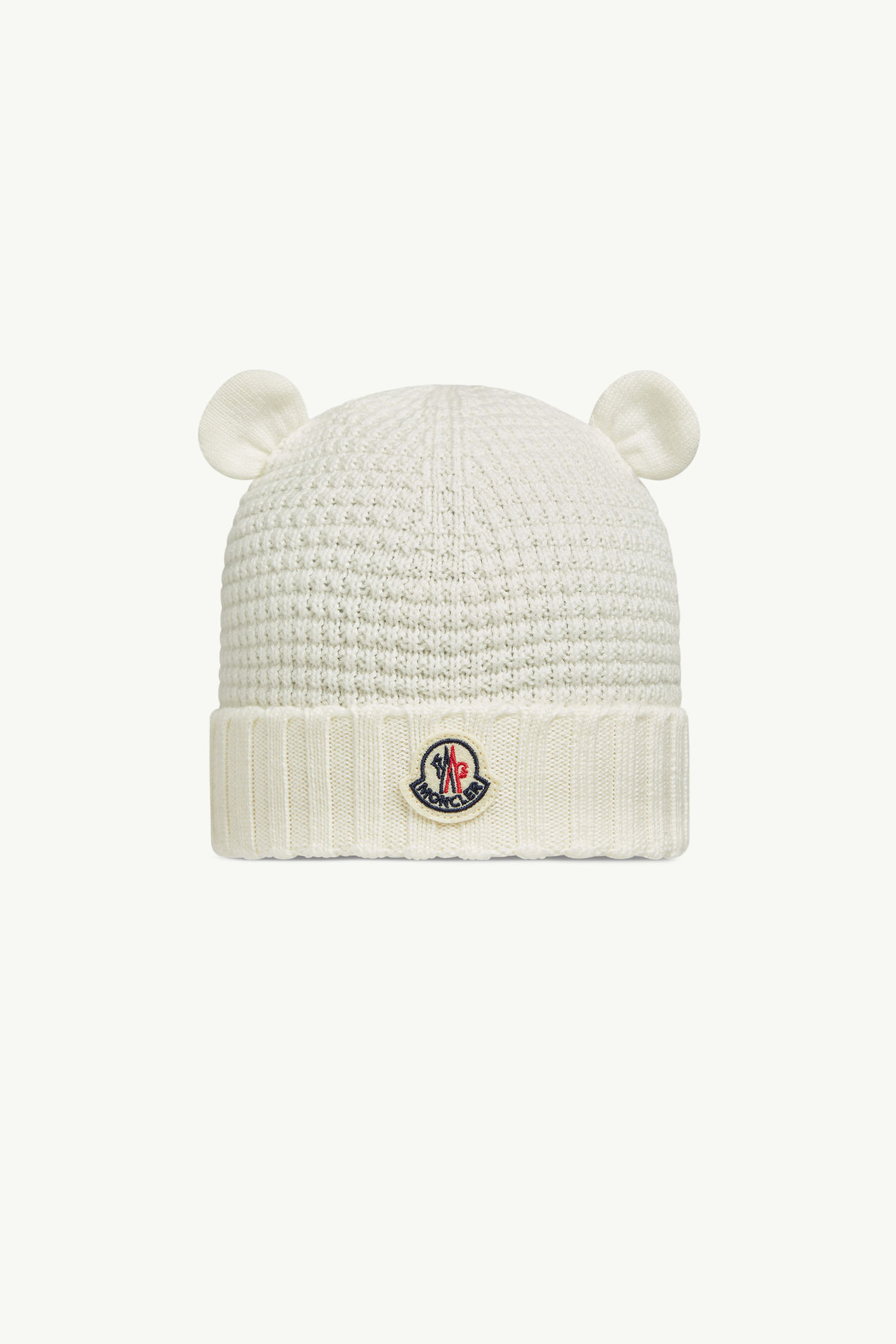 Berretto in lana con orecchie a orsacchiotto Gender Neutral Bianco Moncler 0