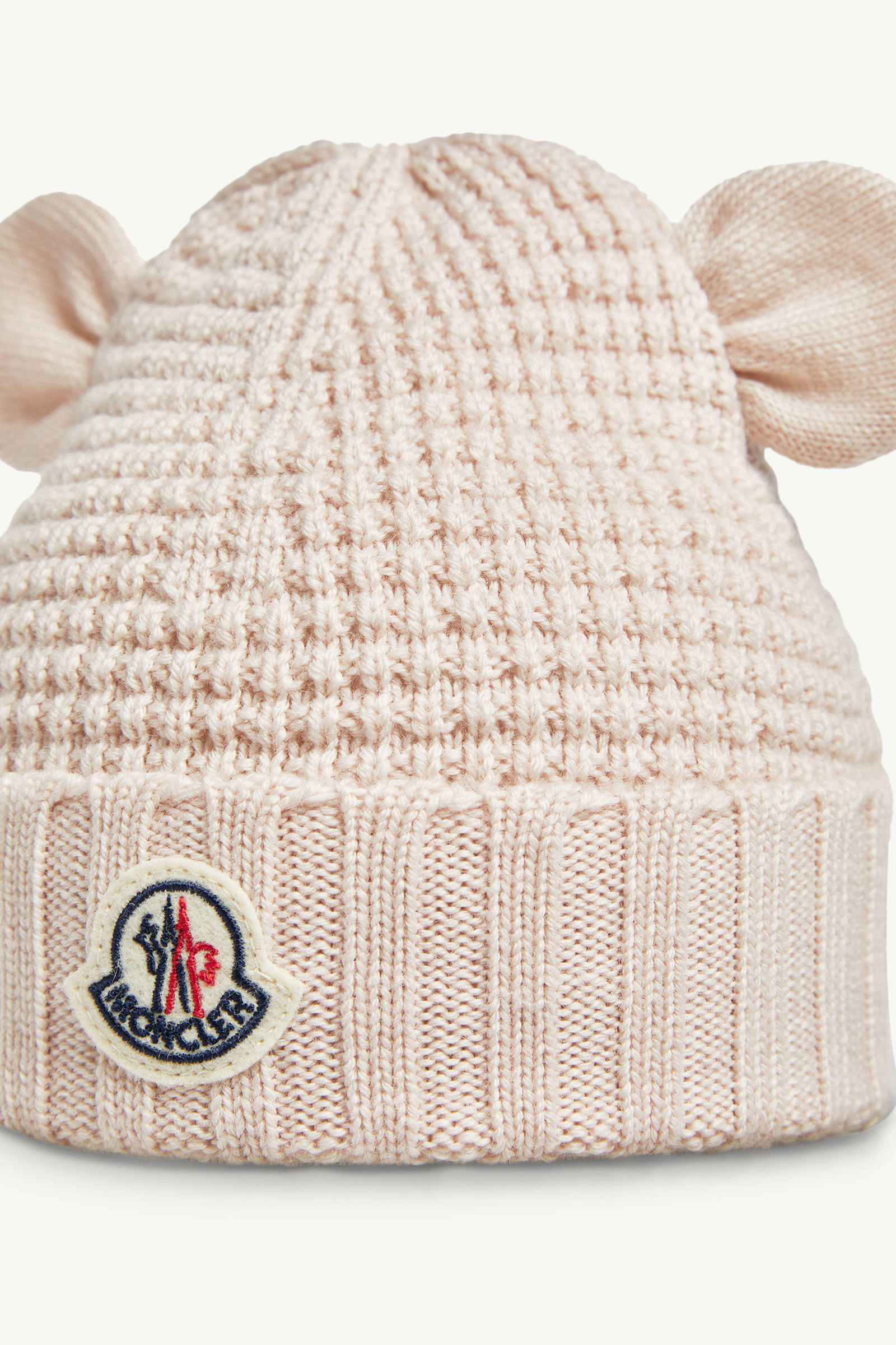 Wool Beanie with Teddy Bear Ears Gender Neutral Light Pink Moncler 1