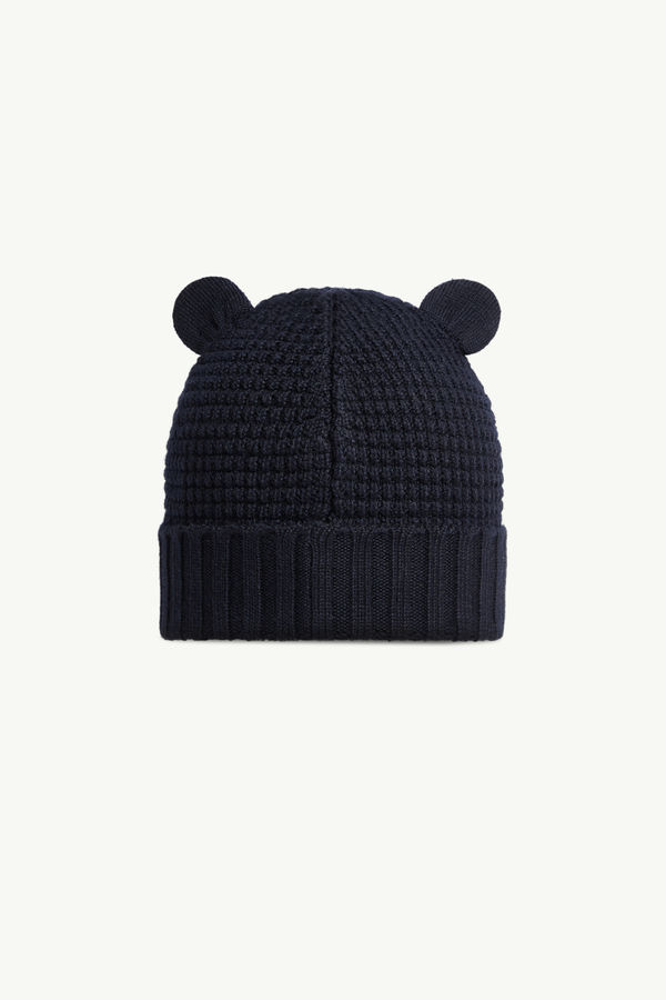 Wool Beanie with Teddy Bear Ears Gender Neutral Navy Blue Moncler 2