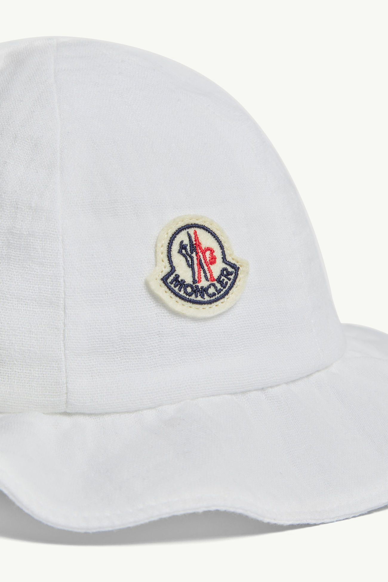 Ruffled Lightweight Cotton Bucket Hat Girl White Moncler 1