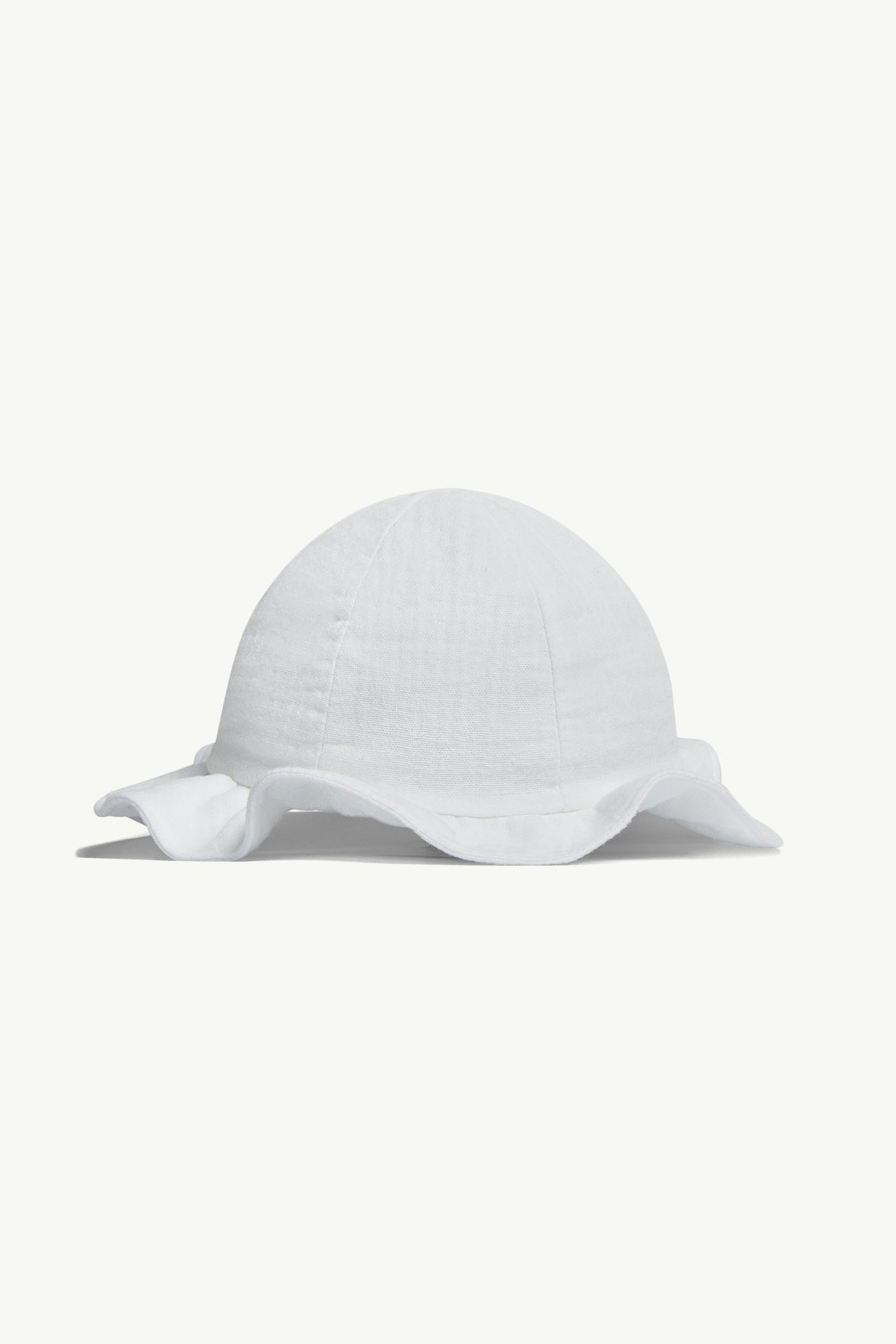 Ruffled Lightweight Cotton Bucket Hat Girl White Moncler 2