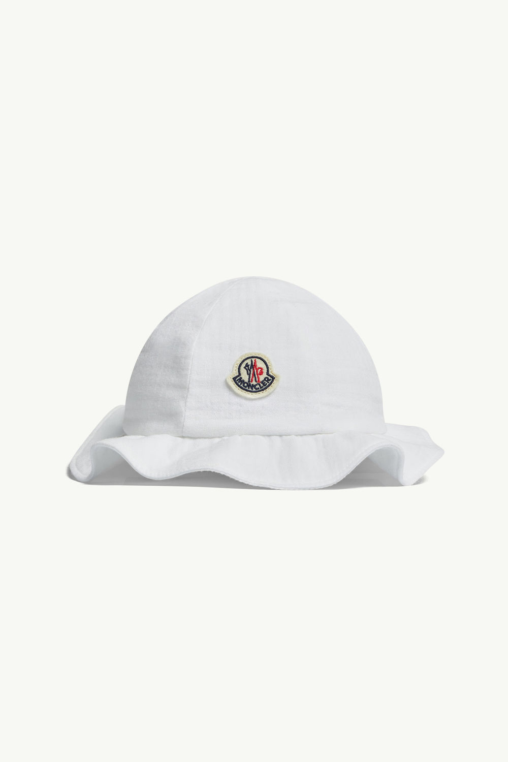 Ruffled Lightweight Cotton Bucket Hat Girl White Moncler 0