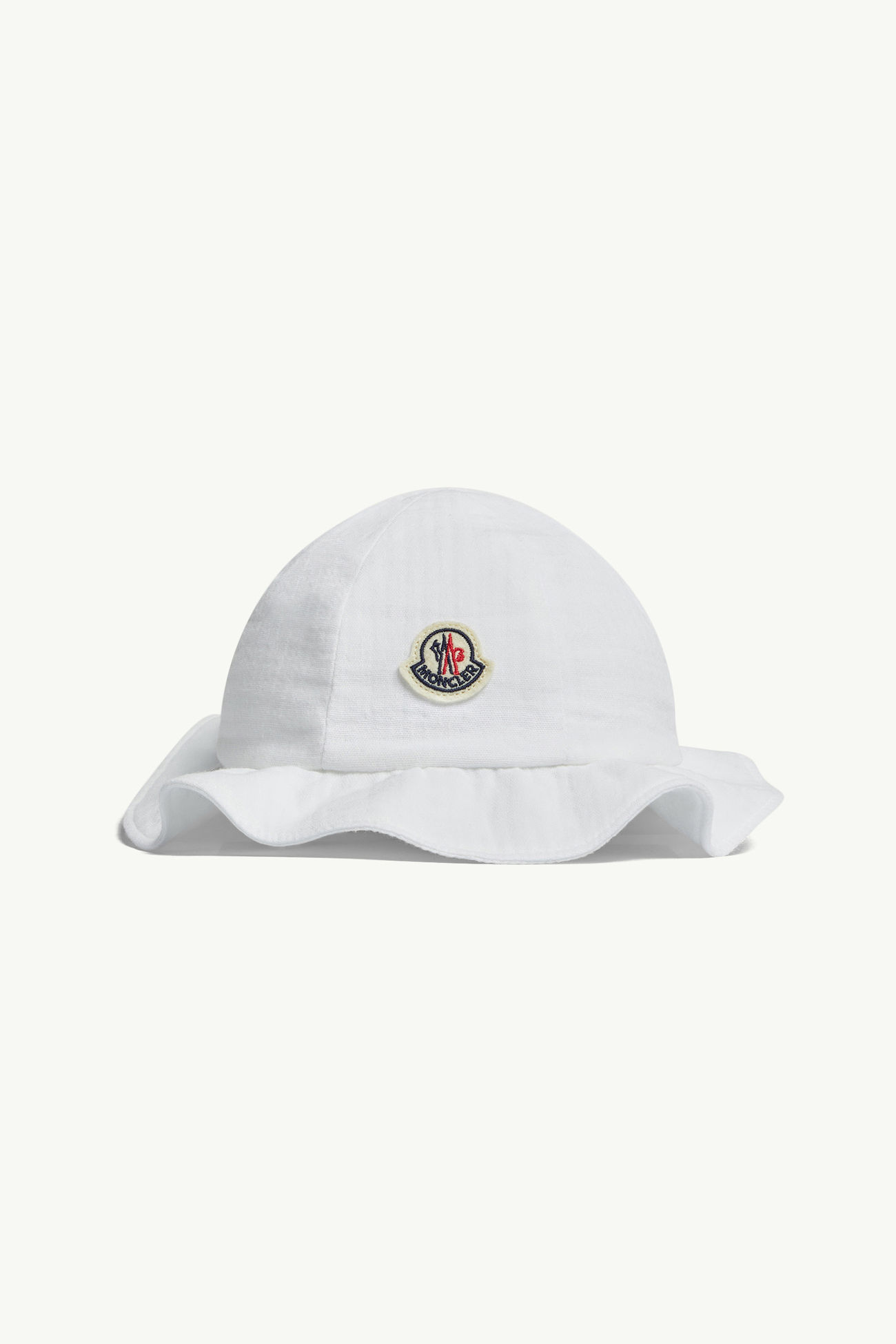 Ruffled Lightweight Cotton Bucket Hat Girl White Moncler 0