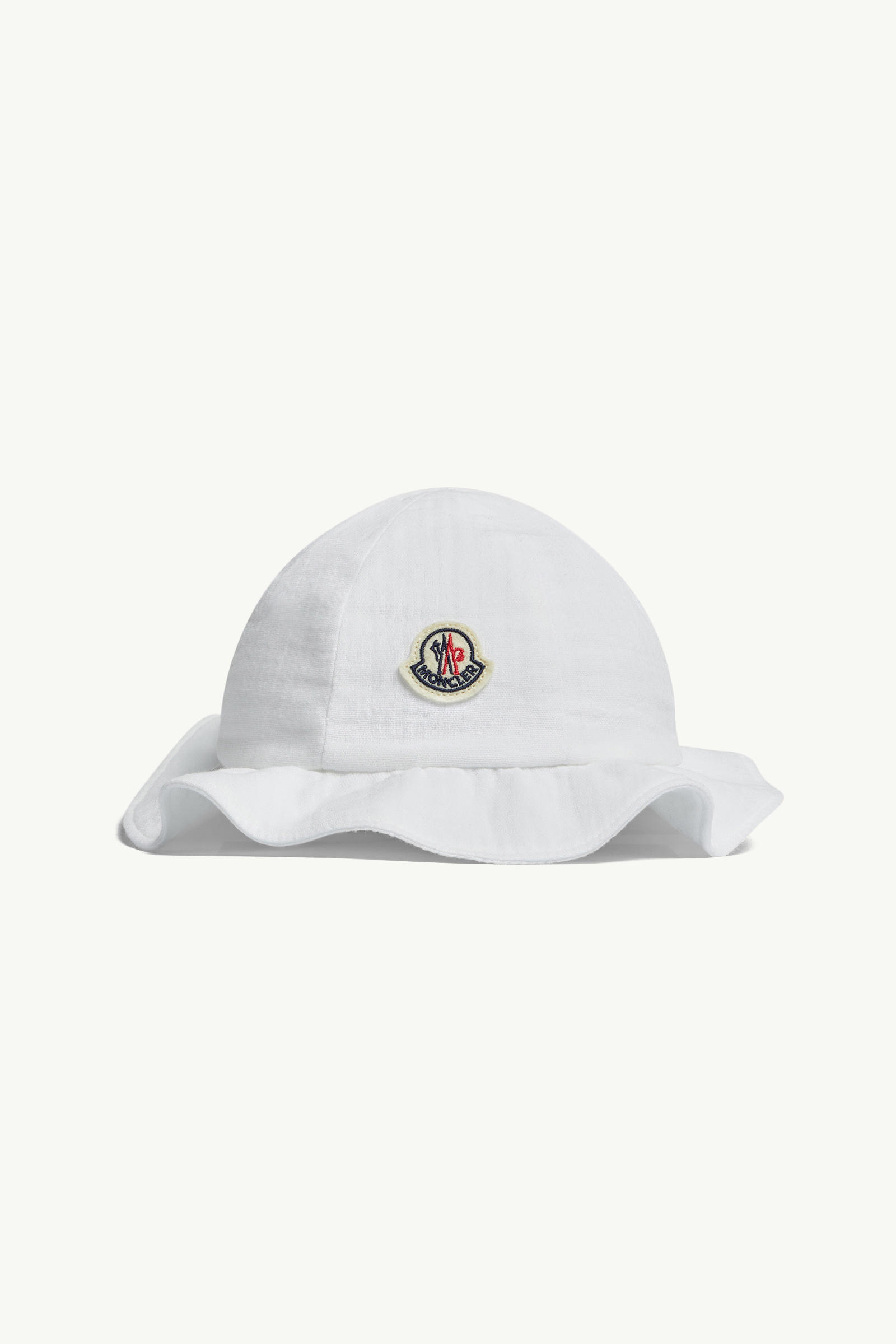 Ruffled Lightweight Cotton Bucket Hat Girl White Moncler 0