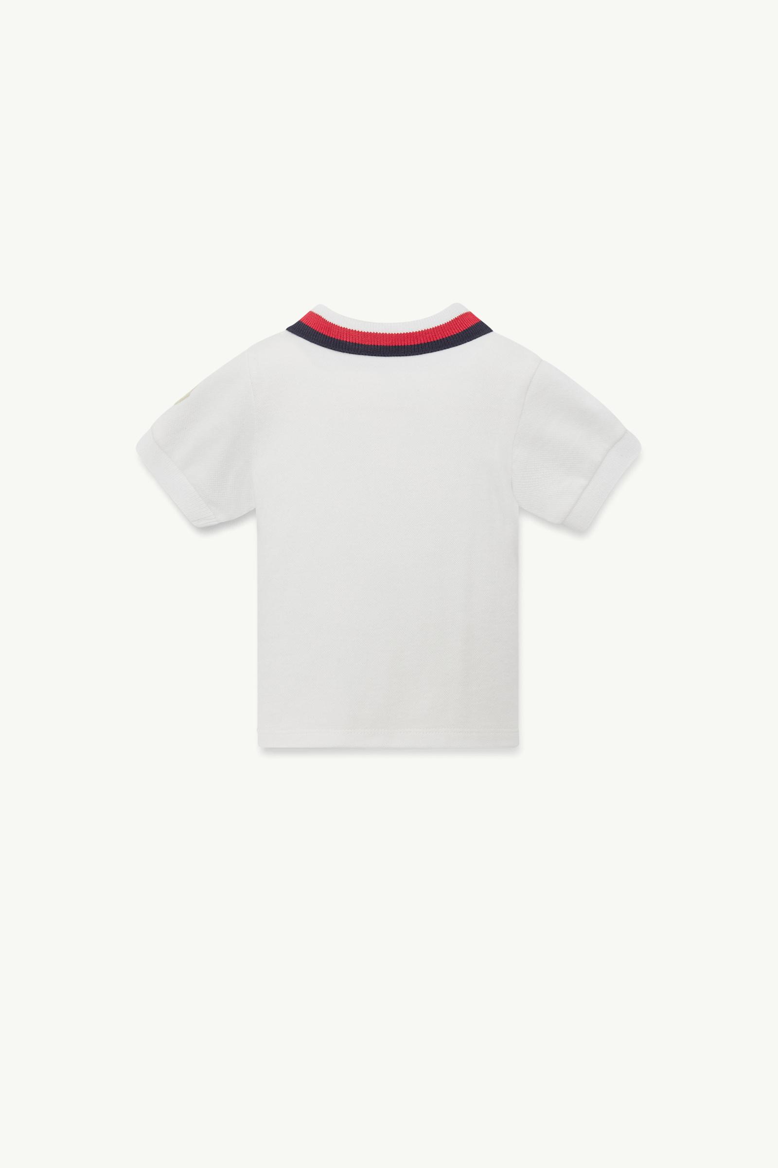 Embroidered Logo Cotton Polo Shirt Boy White Moncler 1