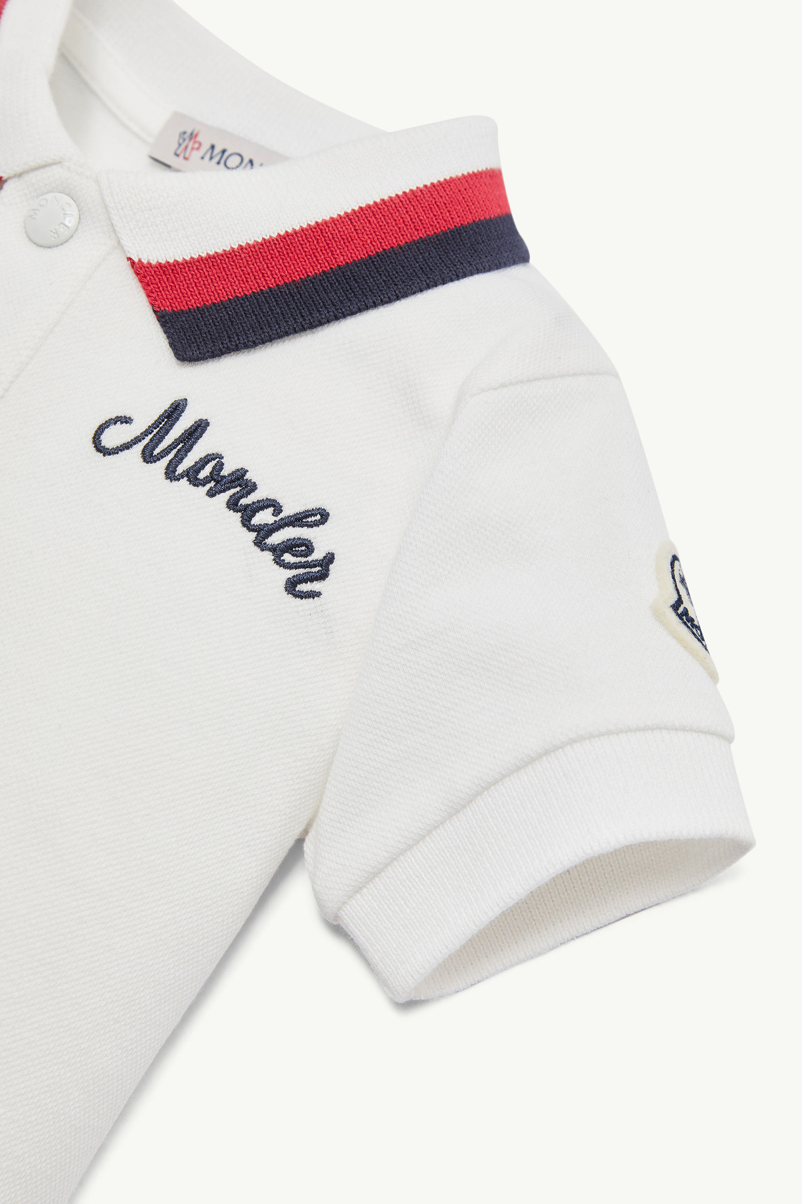 Embroidered Logo Cotton Polo Shirt Boy White Moncler 2