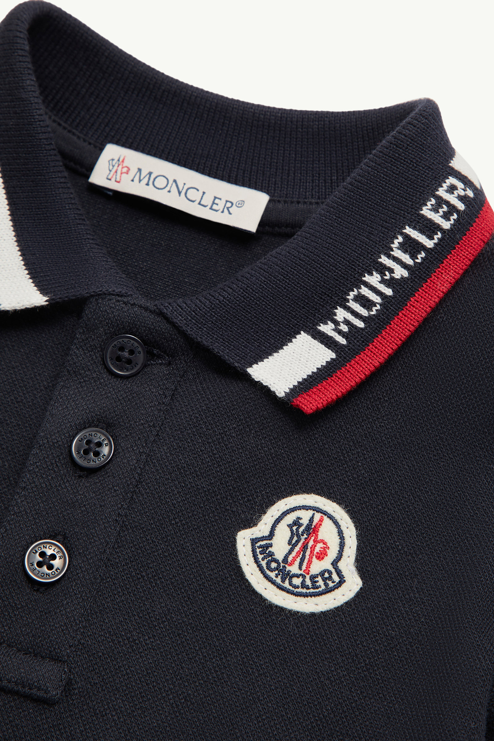 Tricolour-Trimmed Cotton Piquet Polo Shirt Boy Navy Blue Moncler 2