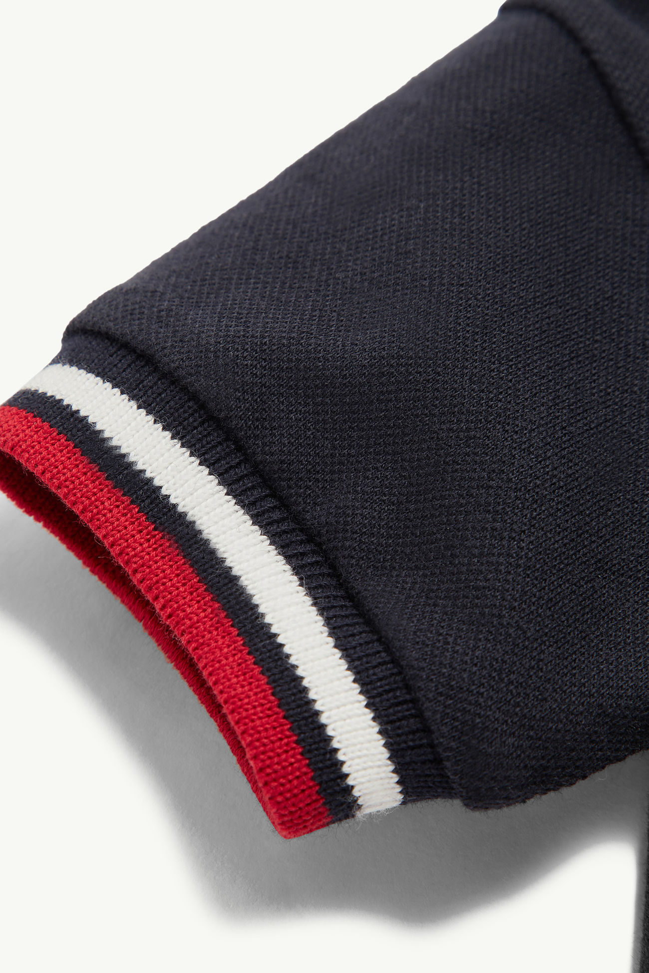 Polo in cotone piquet con finiture tricolore Bambino Blu Navy Moncler 3