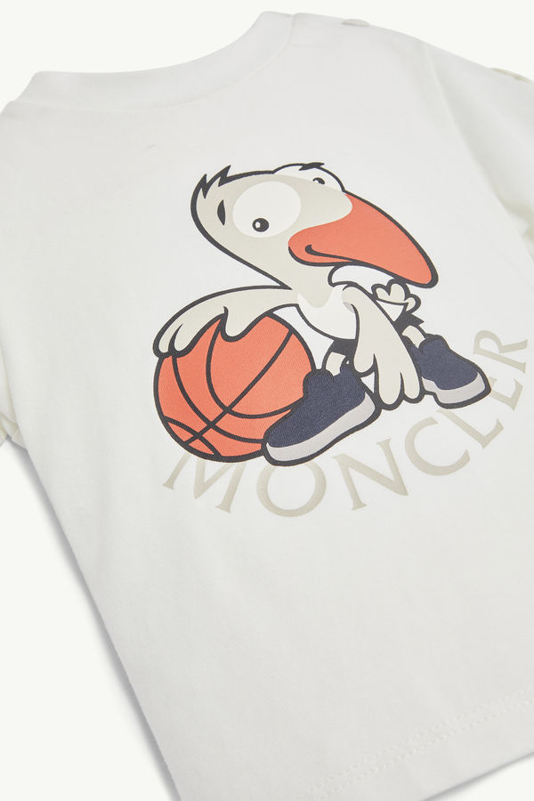 Basketball Motif Cotton T-Shirt Boy White Moncler 2