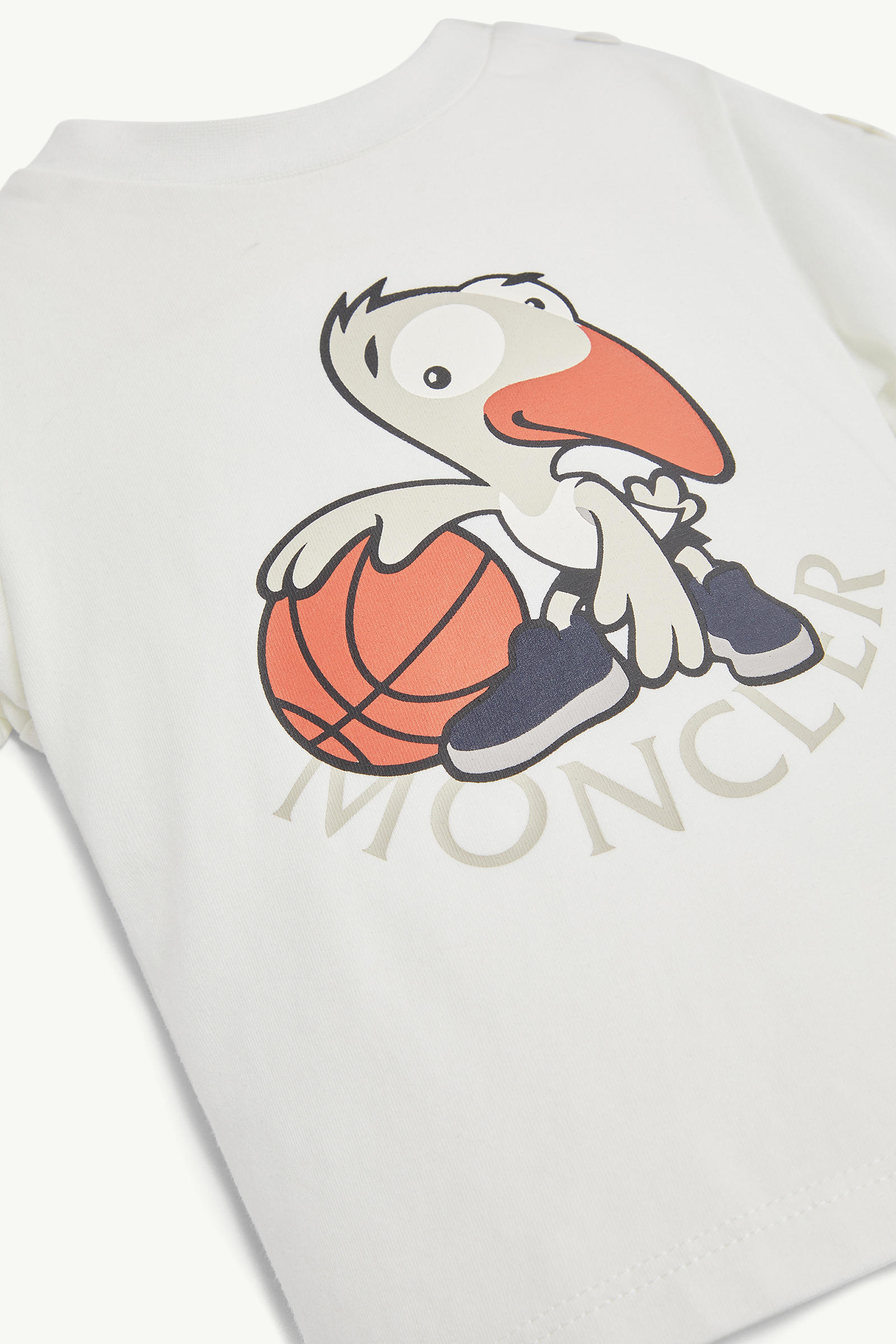 Basketball Motif Cotton T-Shirt Boy White Moncler 2