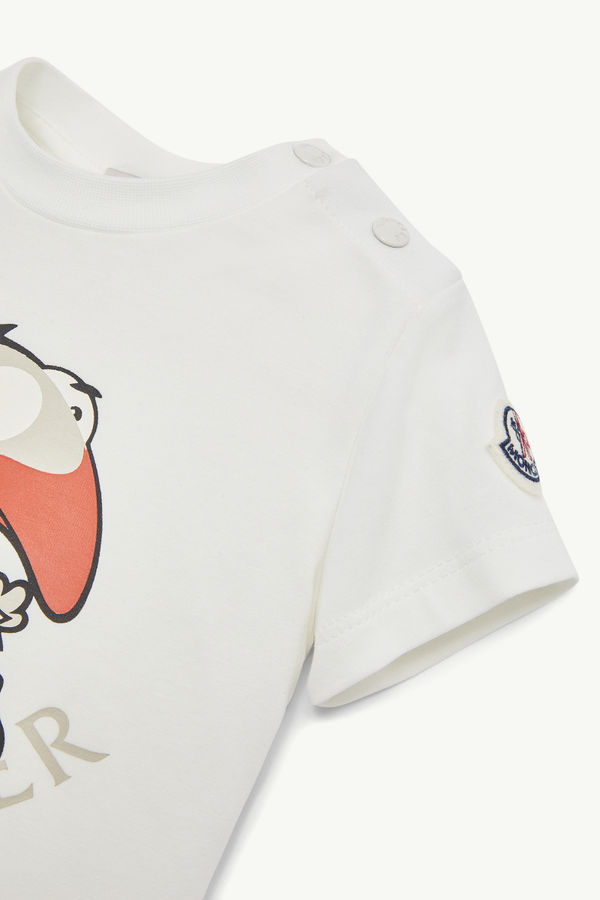 Basketball Motif Cotton T-Shirt Boy White Moncler 3
