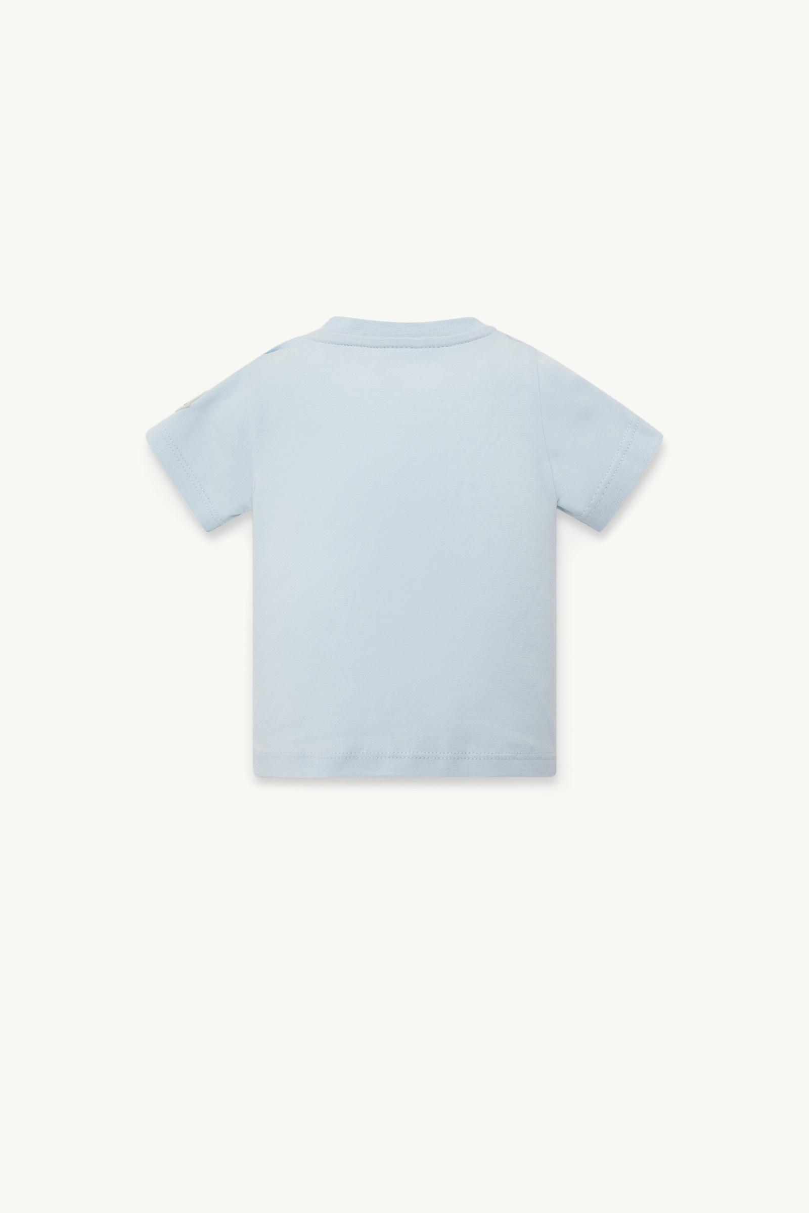 Basketball Motif Cotton T-Shirt Boy Light Blue Moncler 1