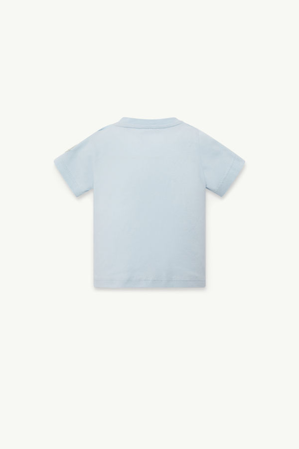 Basketball Motif Cotton T-Shirt Boy Light Blue Moncler 1