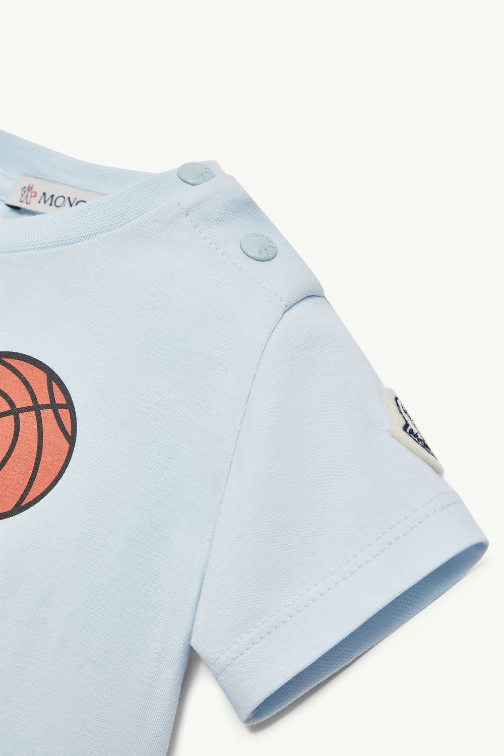 Basketball Motif Cotton T-Shirt Boy Light Blue Moncler 2