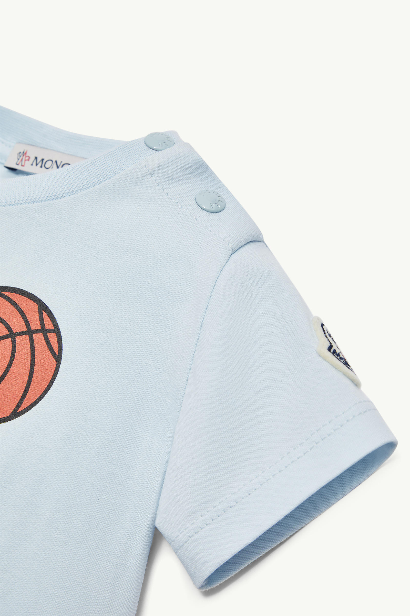 Basketball Motif Cotton T-Shirt Boy Light Blue Moncler 2