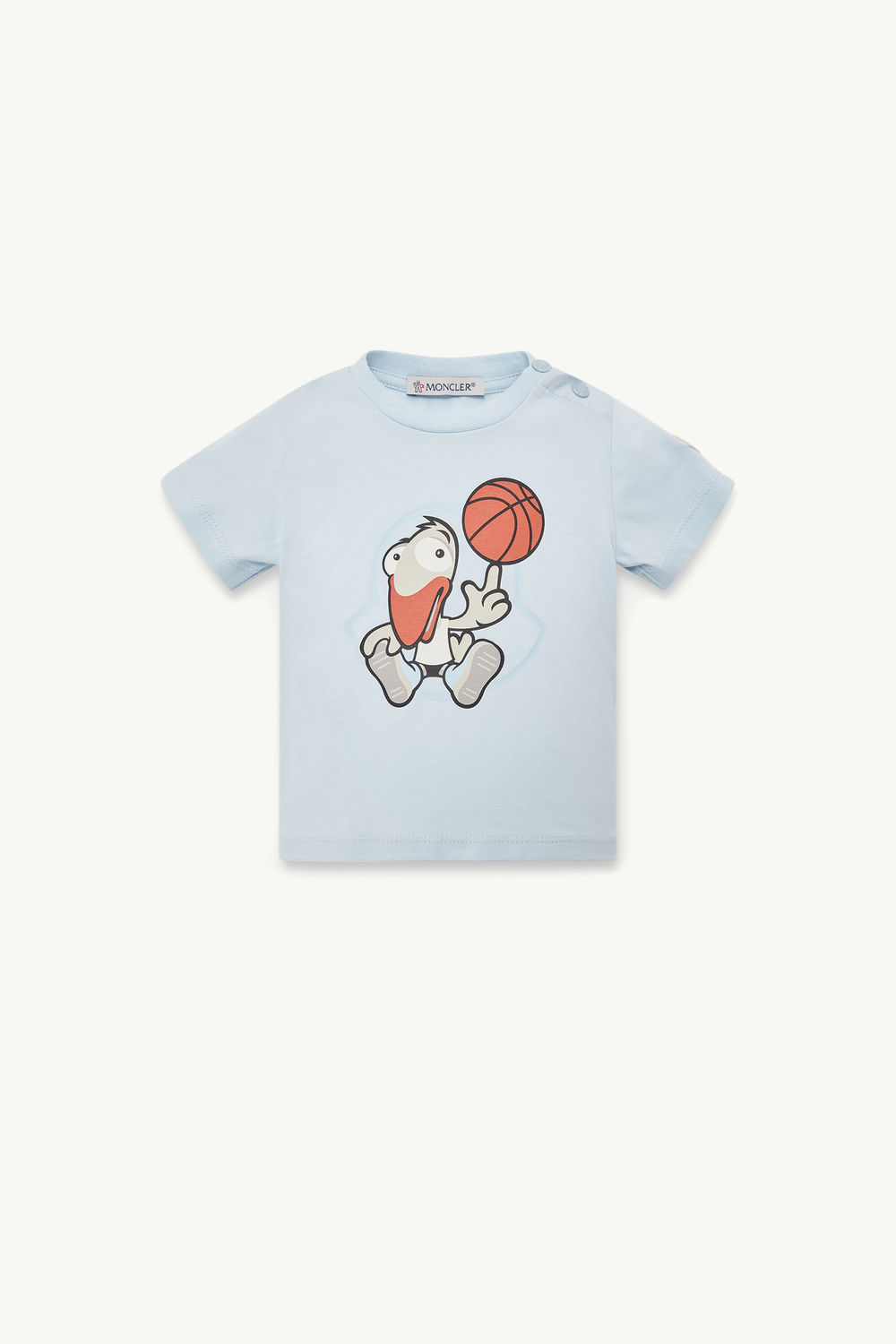 Basketball Motif Cotton T-Shirt Boy Light Blue Moncler 0