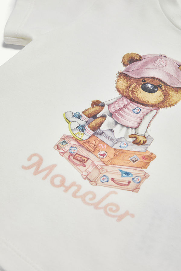 Baumwoll-T-Shirt mit Teddybär-Motiv Mädchen Weiß Moncler 2