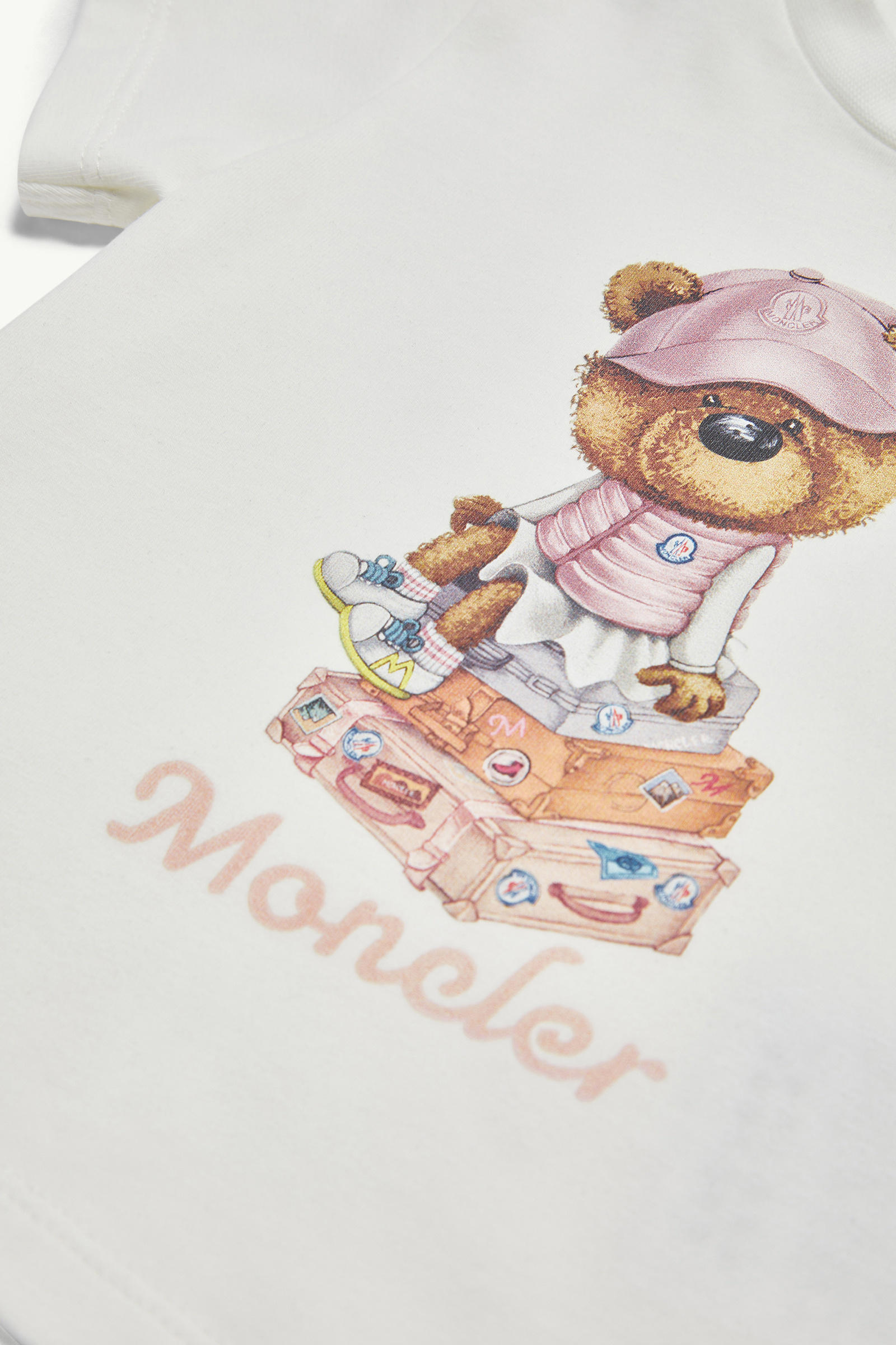 Teddy Bear Motif Cotton T-Shirt Girl White Moncler 2