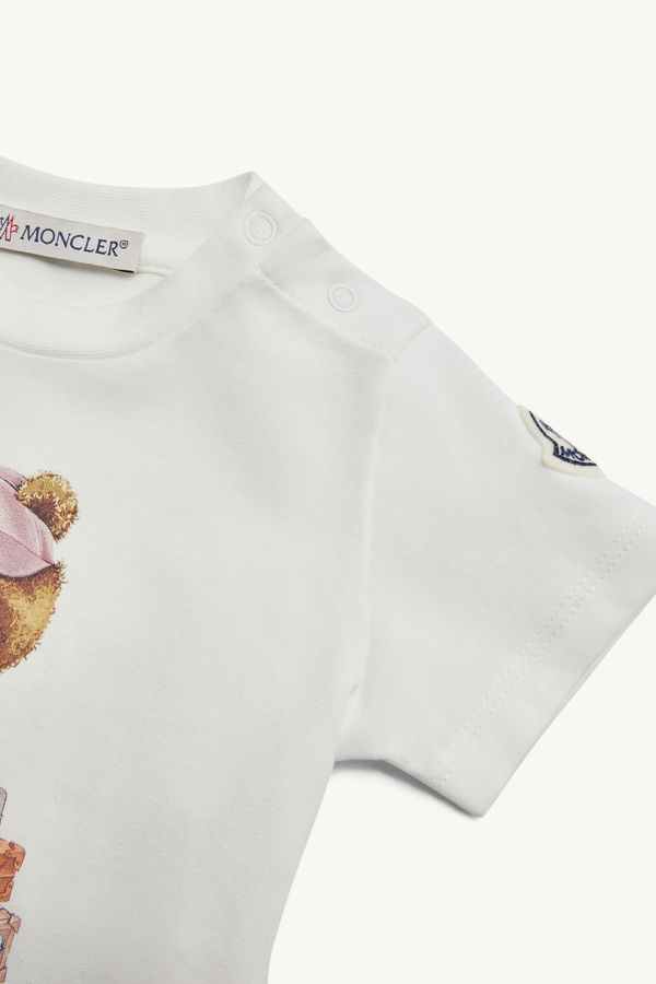 Baumwoll-T-Shirt mit Teddybär-Motiv Mädchen Weiß Moncler 3
