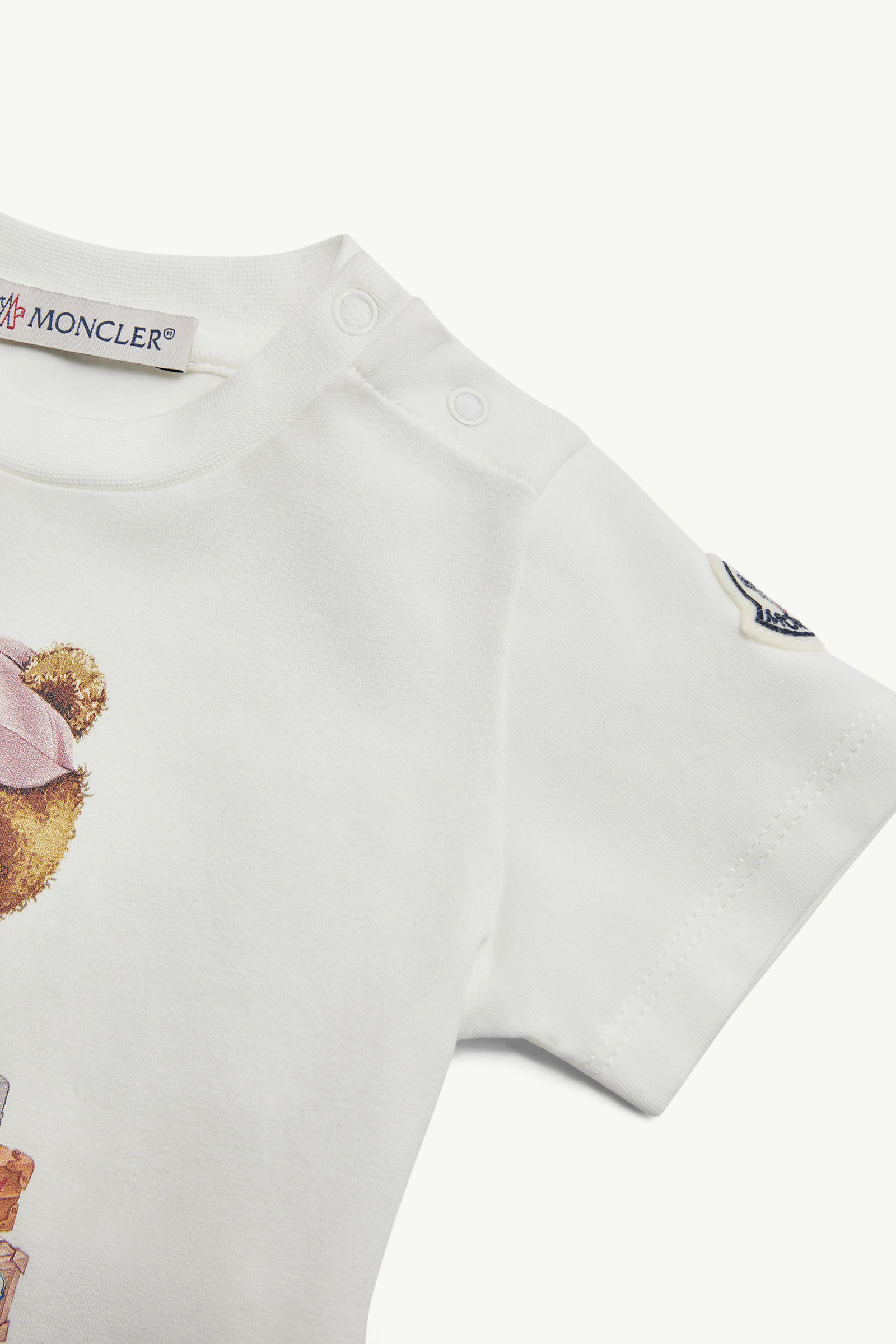 Teddy Bear Motif Cotton T-Shirt Girl White Moncler 3