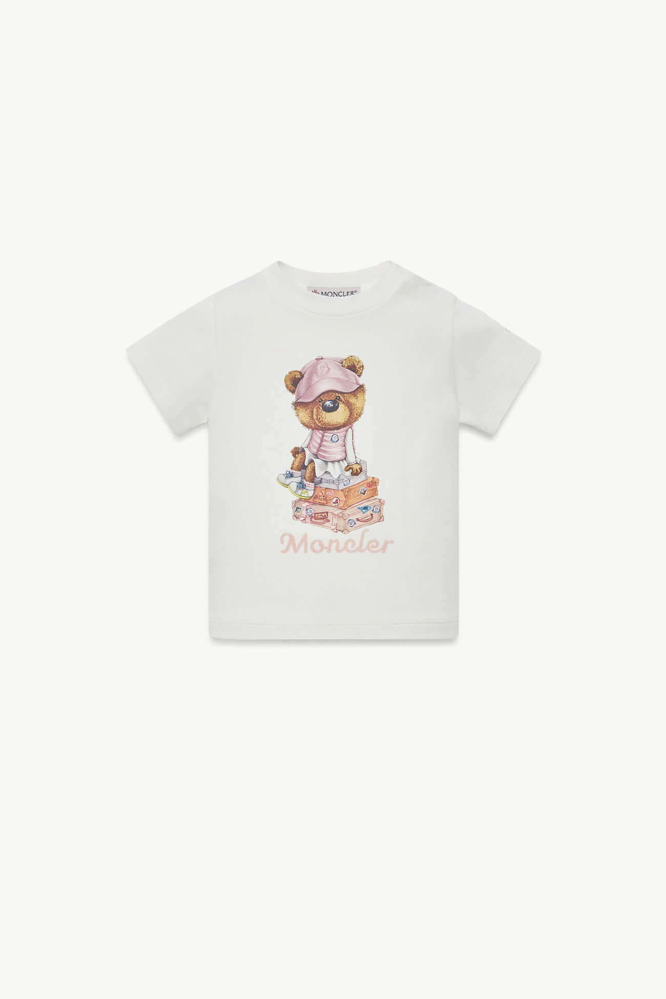 T-shirt in cotone con motivo orsetto Bambina Bianco Moncler 0