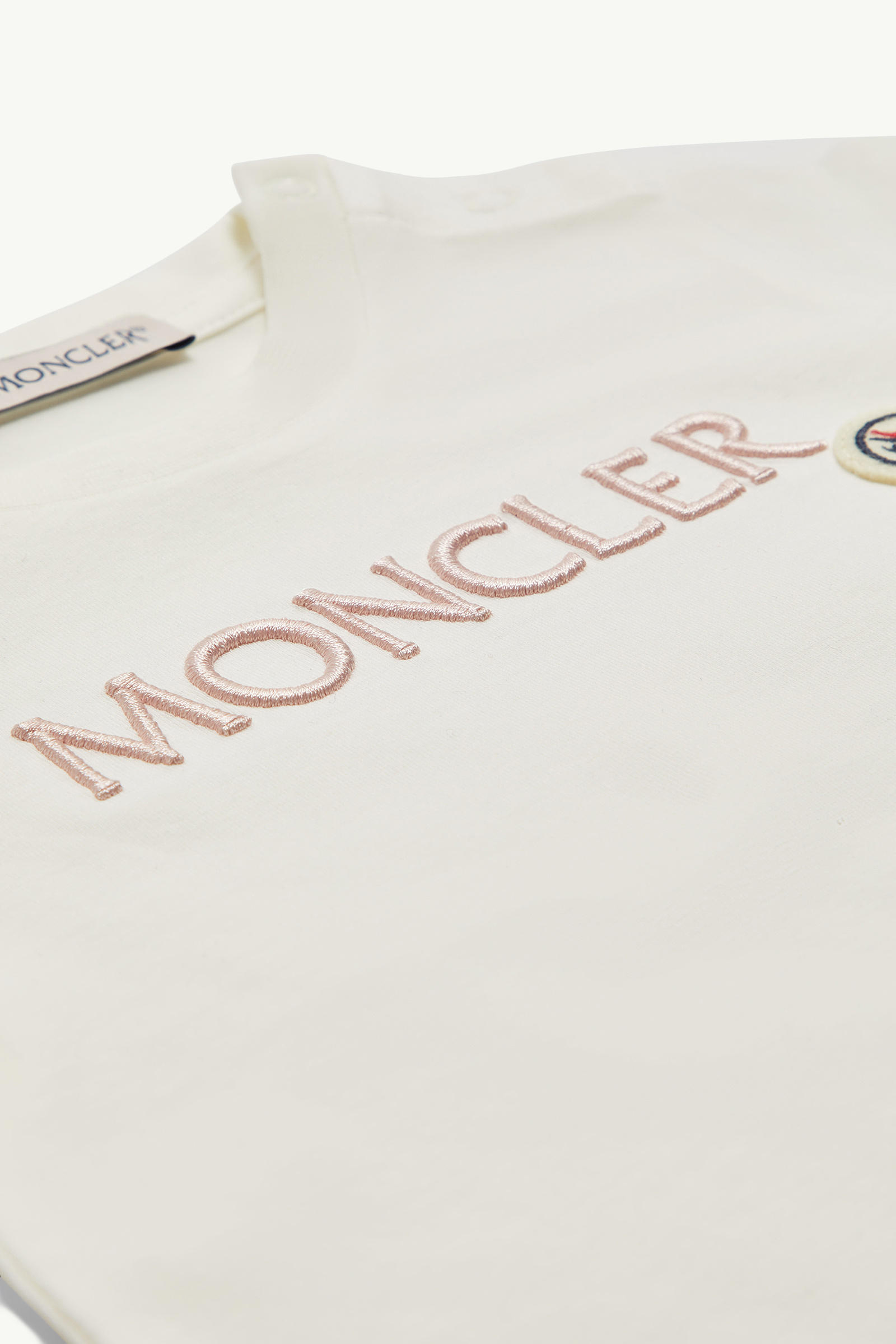 Embroidered Logo Cotton T-Shirt Girl White Moncler 2