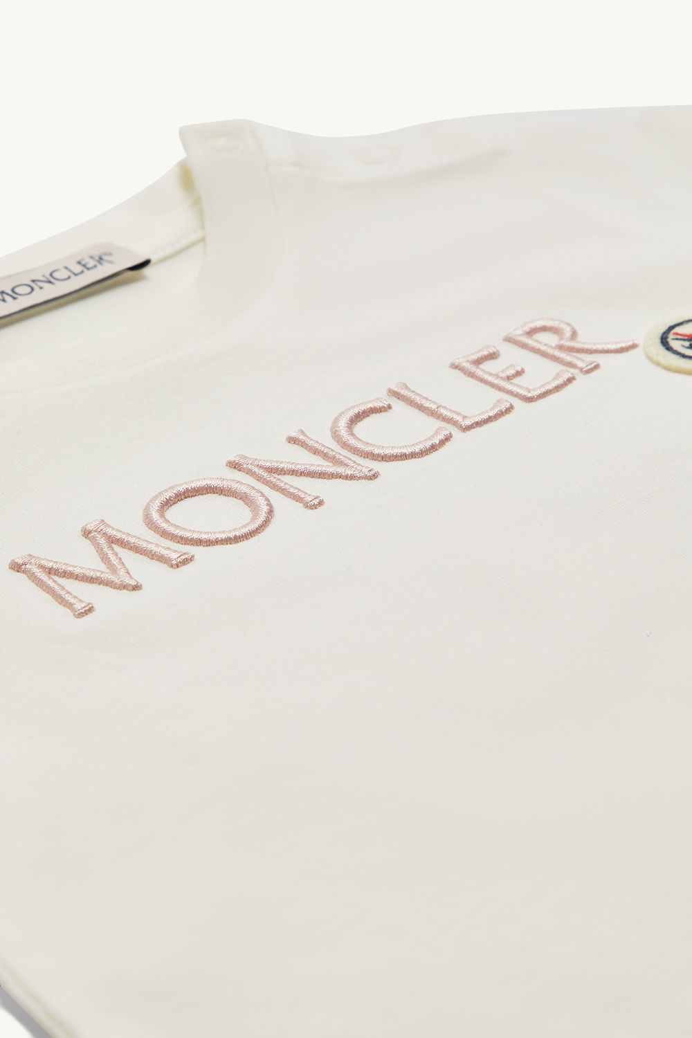 T-shirt en coton à logo brodé Fille Blanc Moncler 2