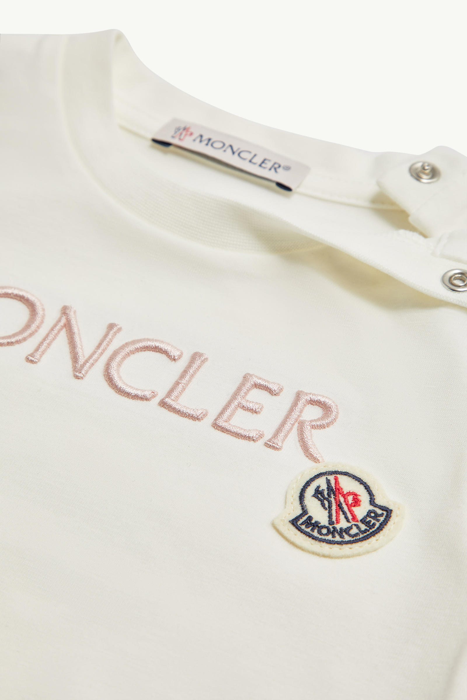 Embroidered Logo Cotton T-Shirt Girl White Moncler 3