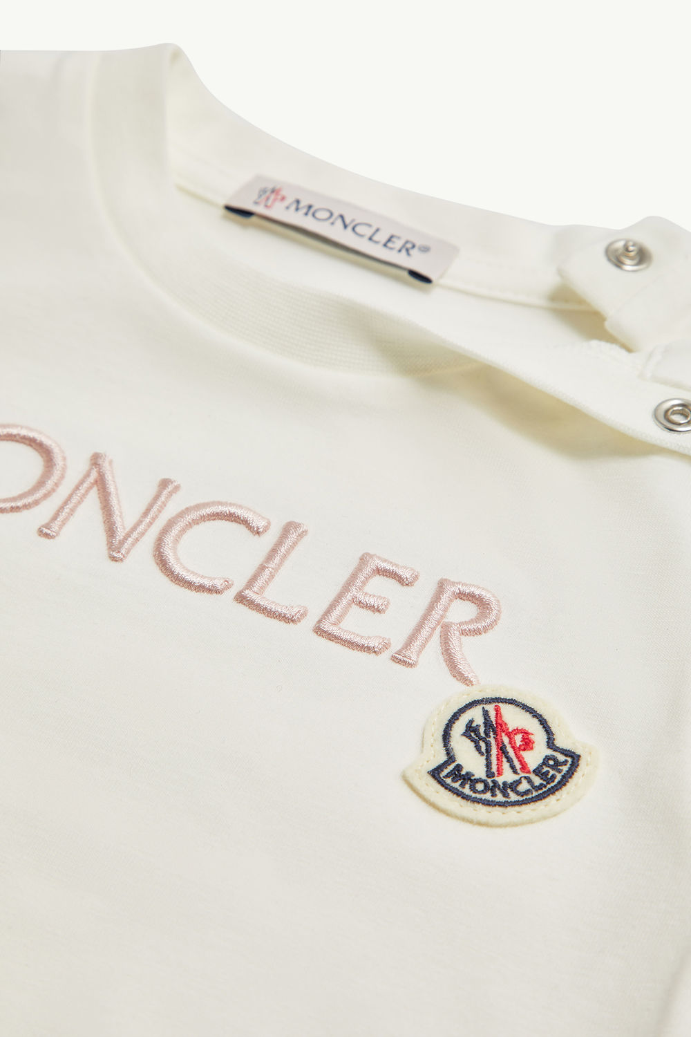 T-shirt en coton à logo brodé Fille Blanc Moncler 3