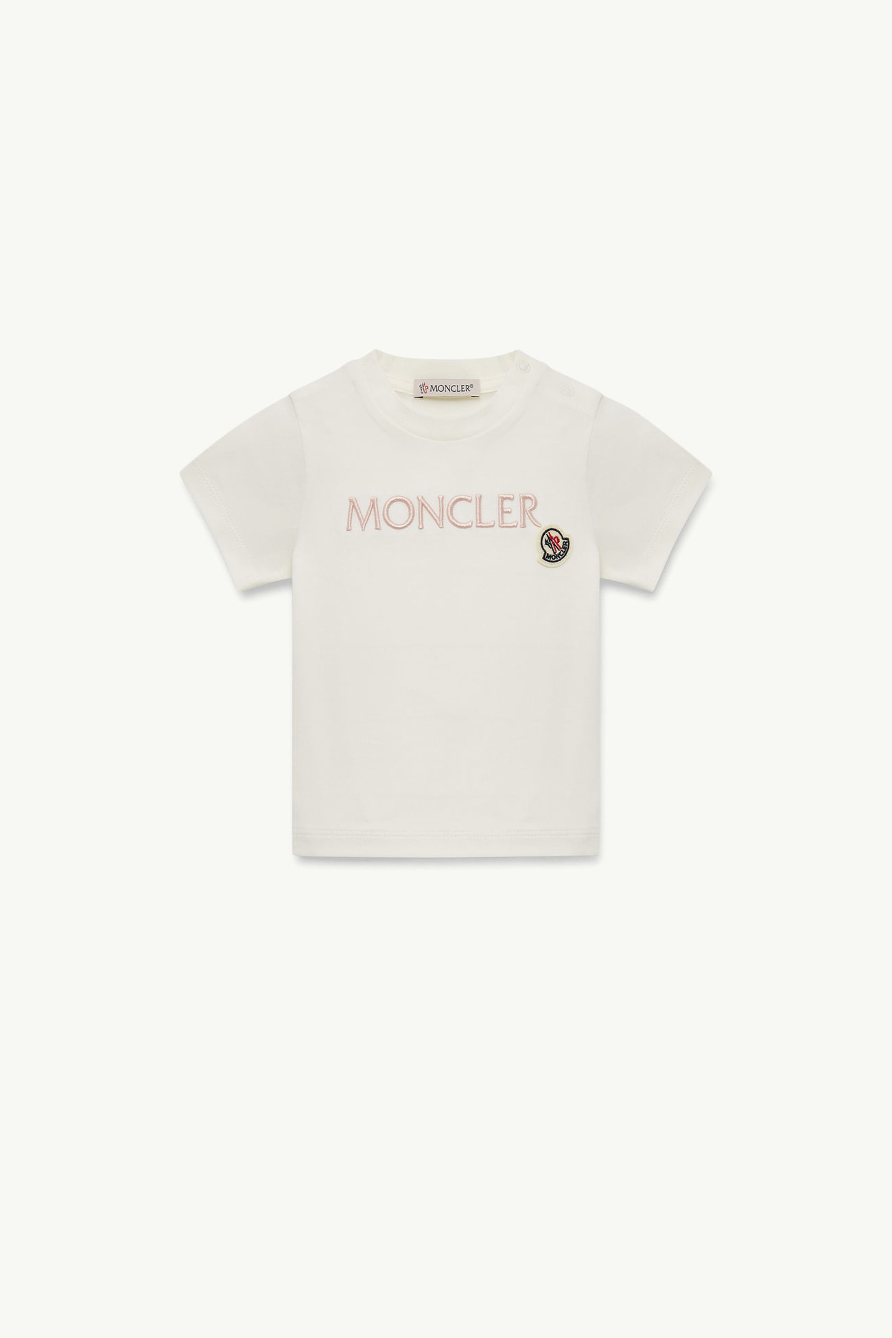 T-shirt con logo ricamato in cotone Bambina Bianco Moncler 0