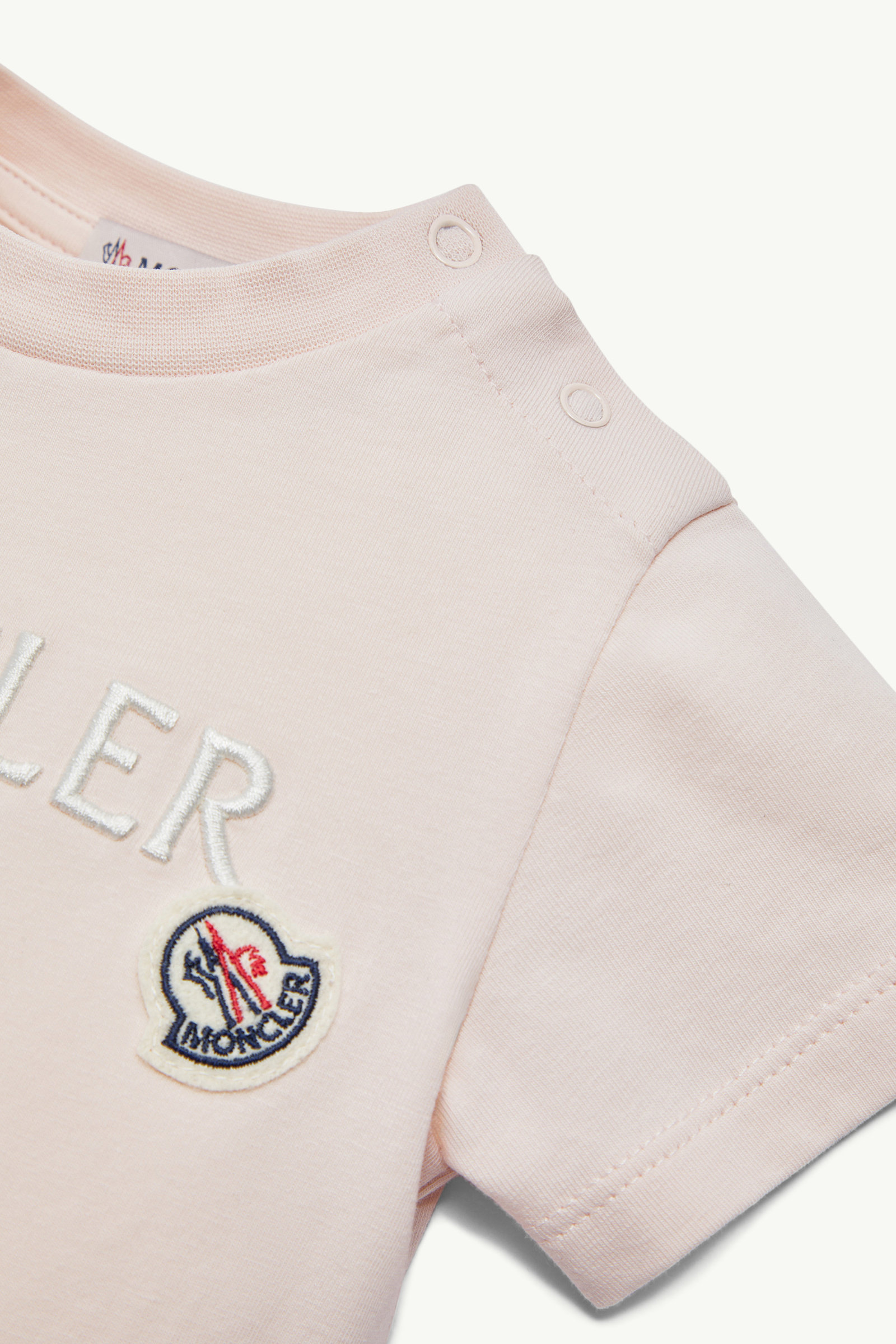Embroidered Logo Cotton T-Shirt Girl Light Pink Moncler 2