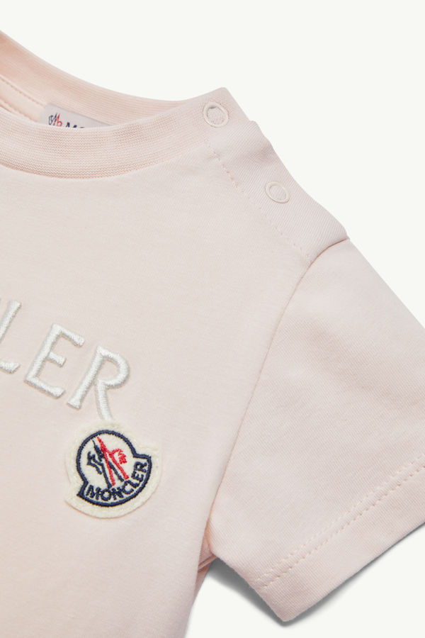 T-Shirt aus Baumwolle mit gesticktem Logo Mädchen Hellpink Moncler 2