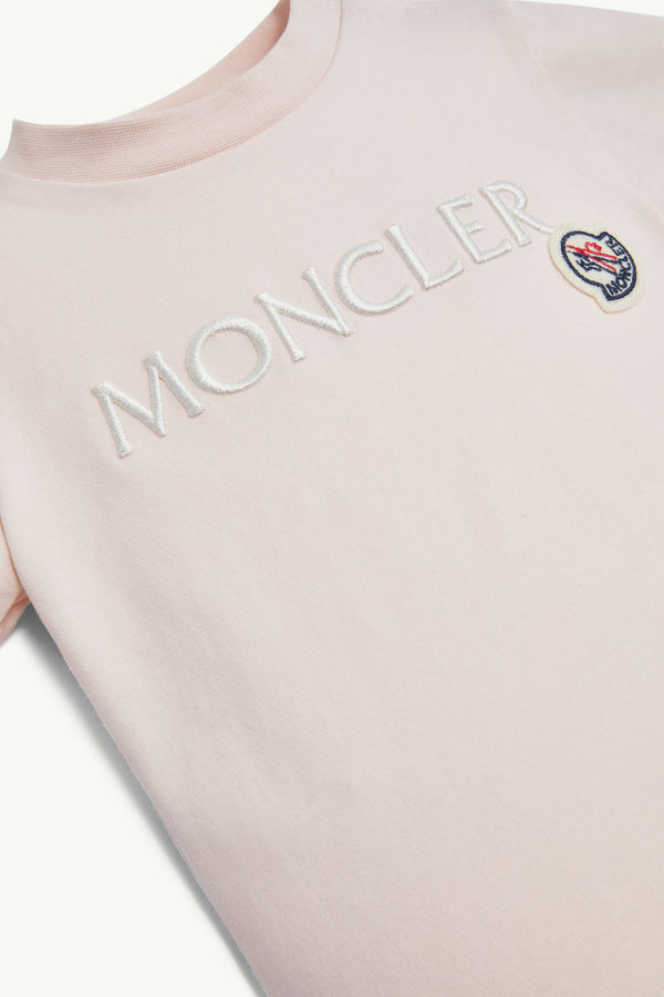 T-Shirt aus Baumwolle mit gesticktem Logo Mädchen Hellpink Moncler 3