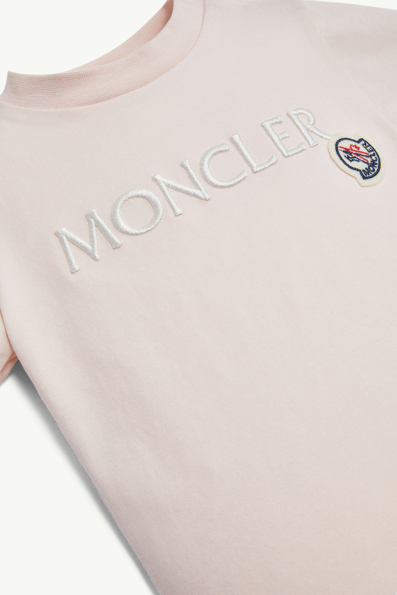 T-shirt con logo ricamato in cotone Bambina Rosa Chiaro Moncler 3