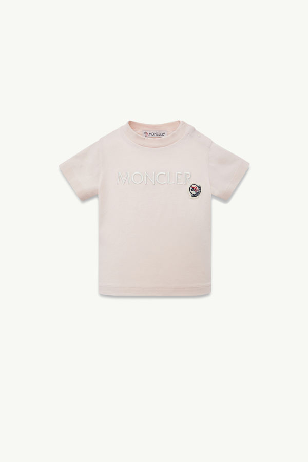 T-Shirt aus Baumwolle mit gesticktem Logo Mädchen Hellpink Moncler 0