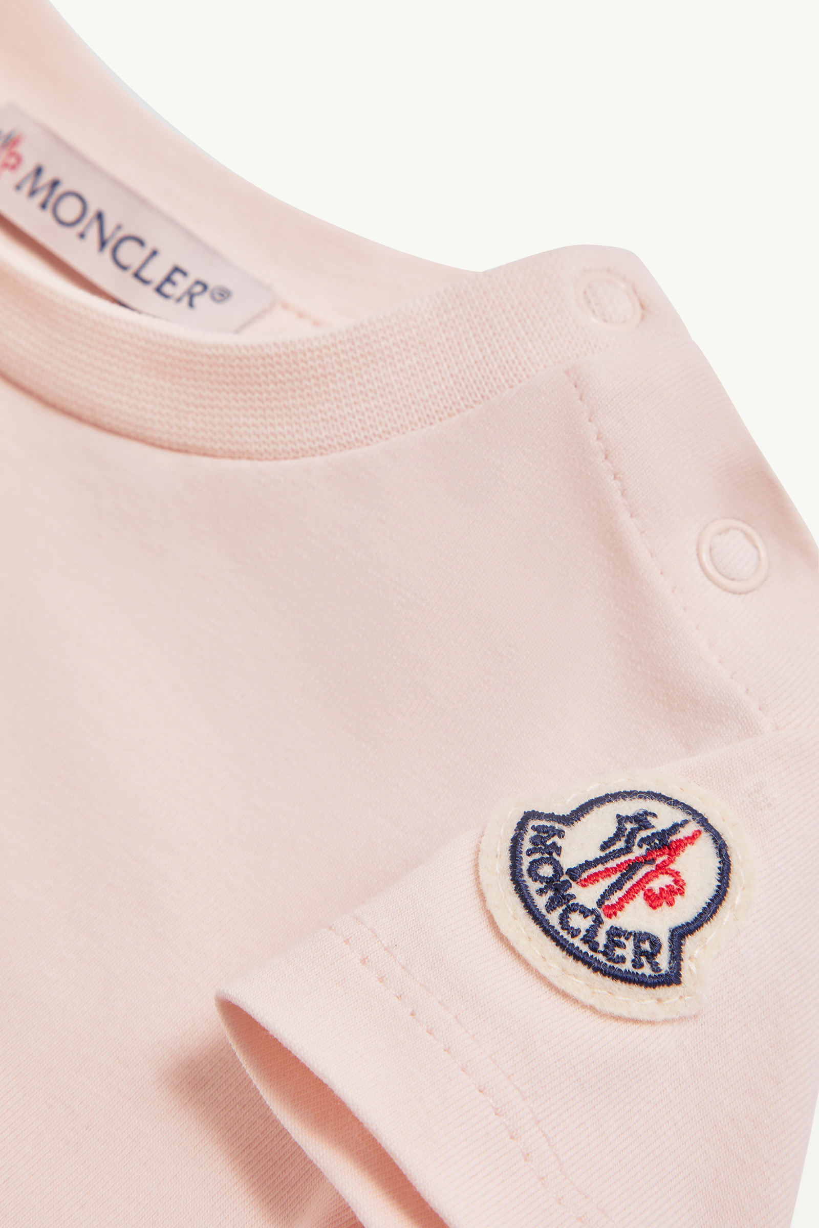 Teddy Bear Motif Cotton T-Shirt Gender Neutral Light Pink Moncler 2