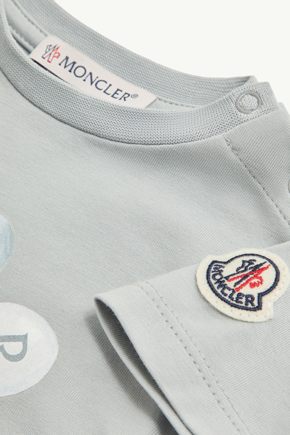 Teddy Bear Motif Cotton T-Shirt Gender Neutral Gray Moncler 2