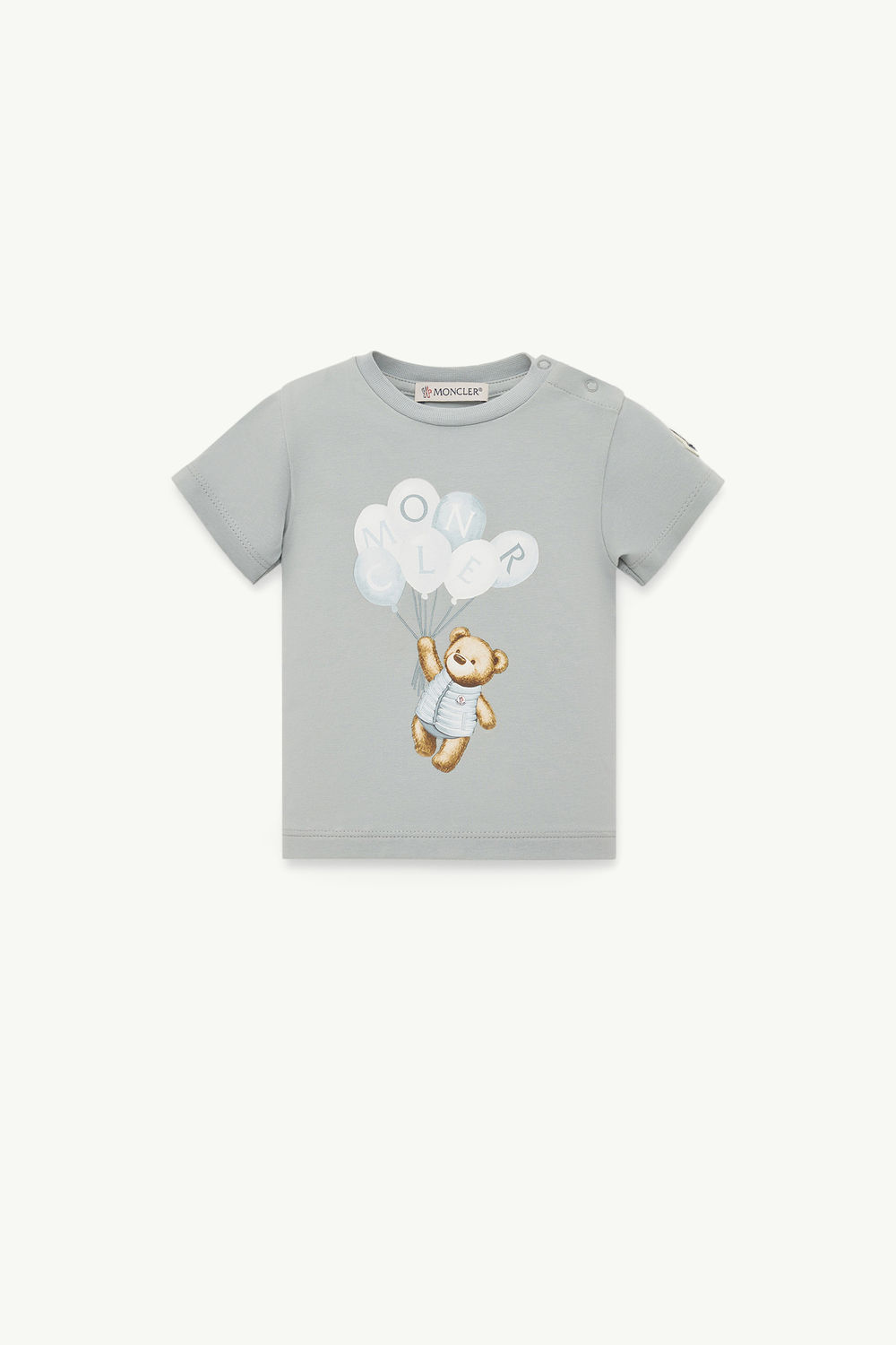 Teddy Bear Motif Cotton T-Shirt Gender Neutral Gray Moncler 0