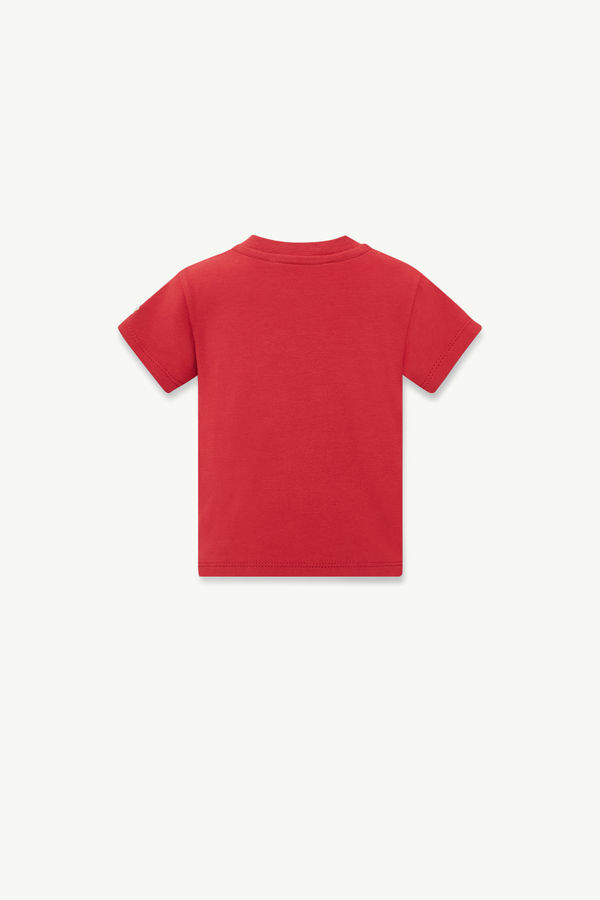Aquatic Logo Cotton T-Shirt Boy Red Moncler 1