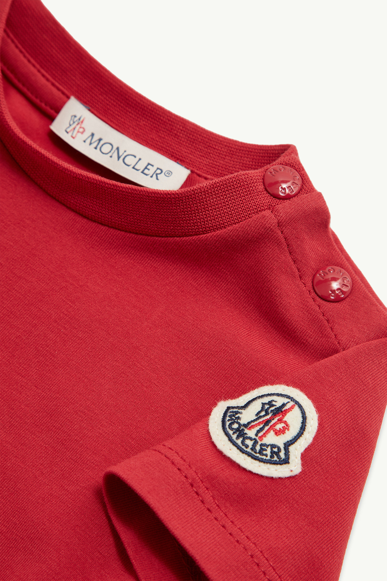 Aquatic Logo Cotton T-Shirt Boy Red Moncler 2