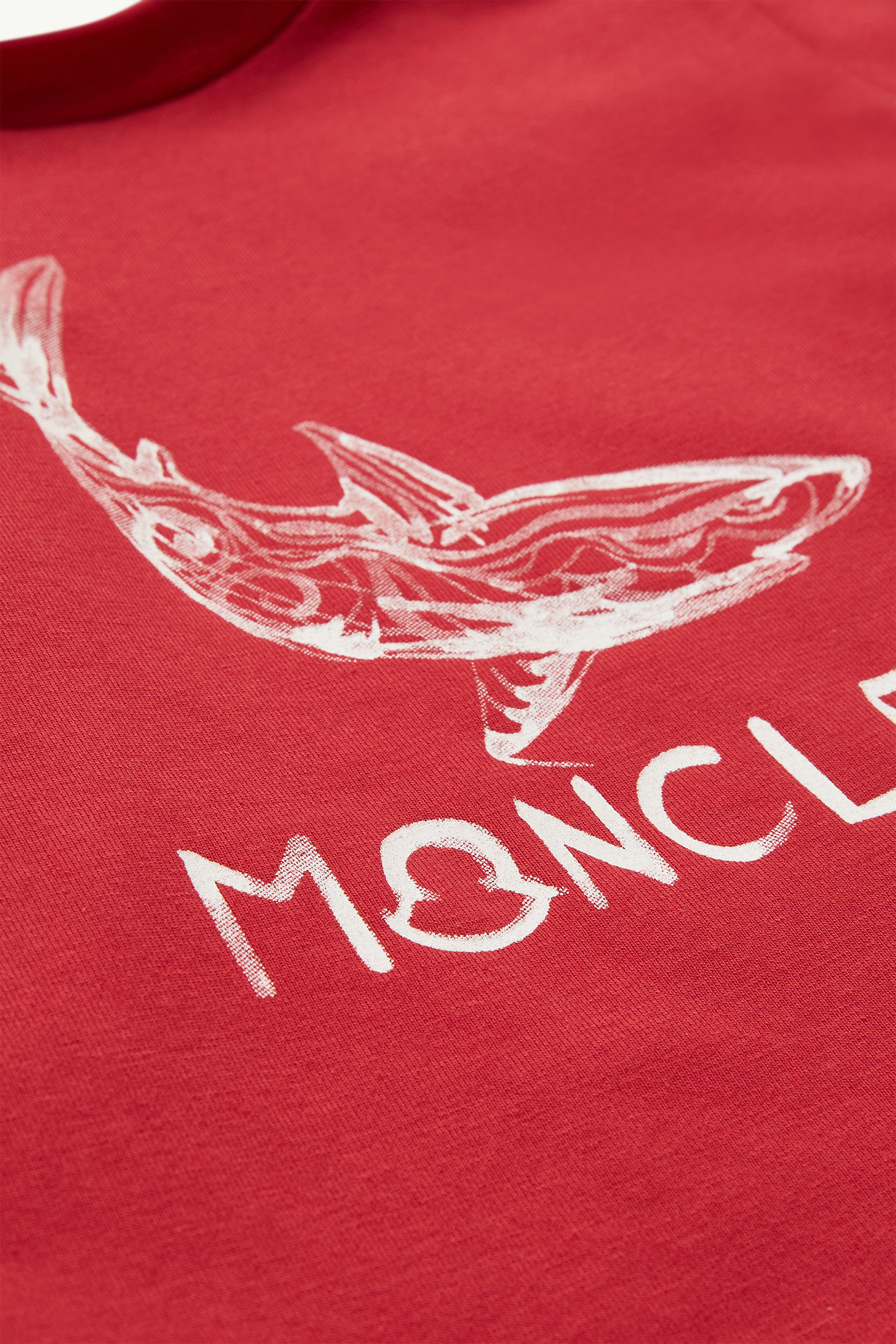 Aquatic Logo Cotton T-Shirt Boy Red Moncler 3