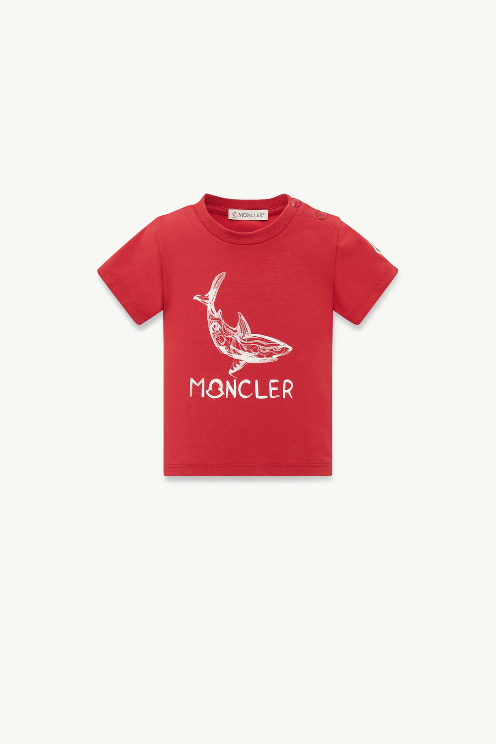 Aquatic Logo Cotton T-Shirt Boy Red Moncler 0
