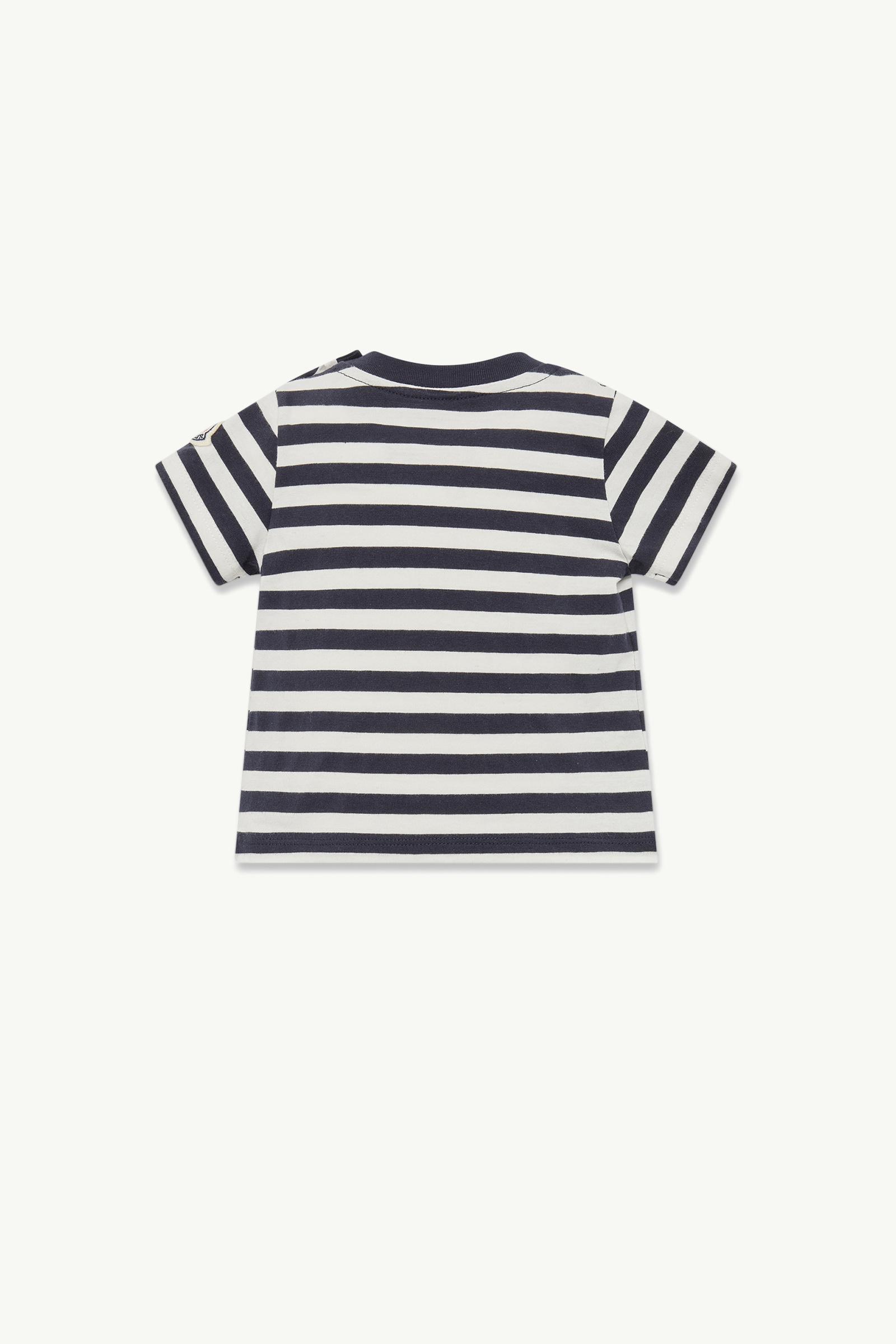 Whale Motif Cotton T-Shirt Boy White & Blue Moncler 1
