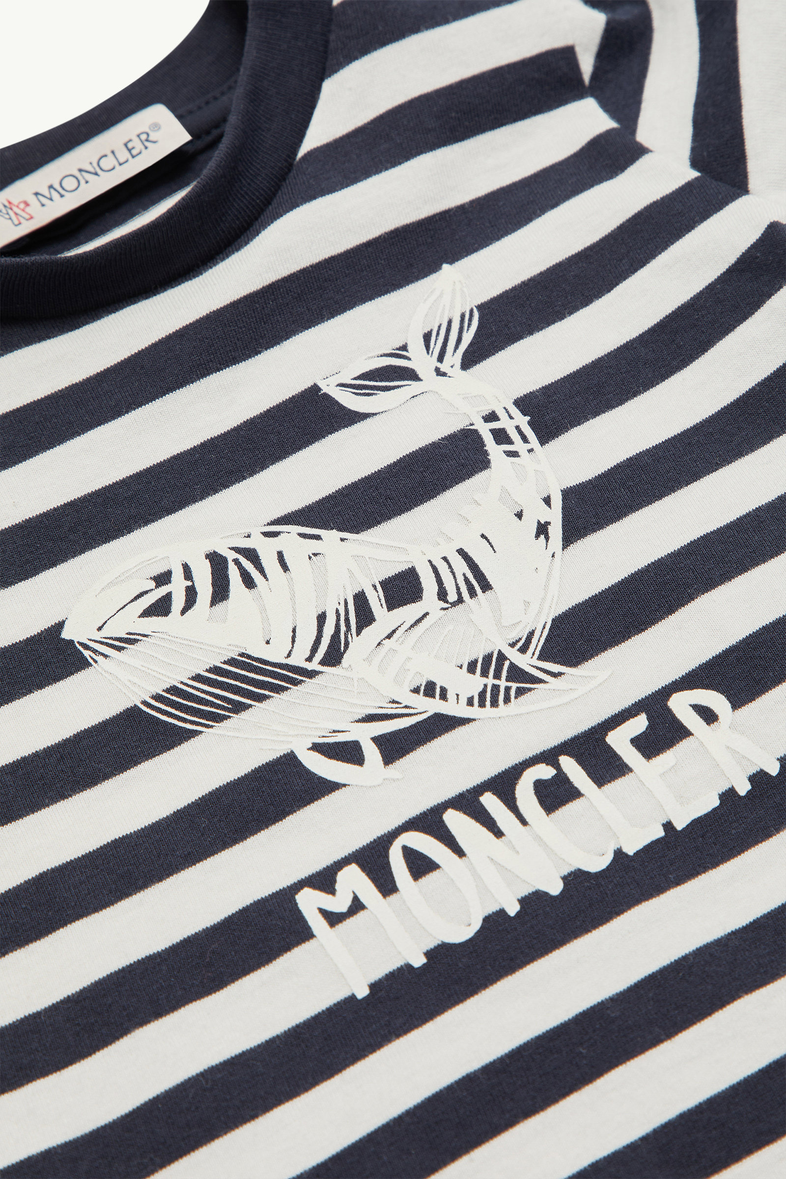 Whale Motif Cotton T-Shirt Boy White & Blue Moncler 2