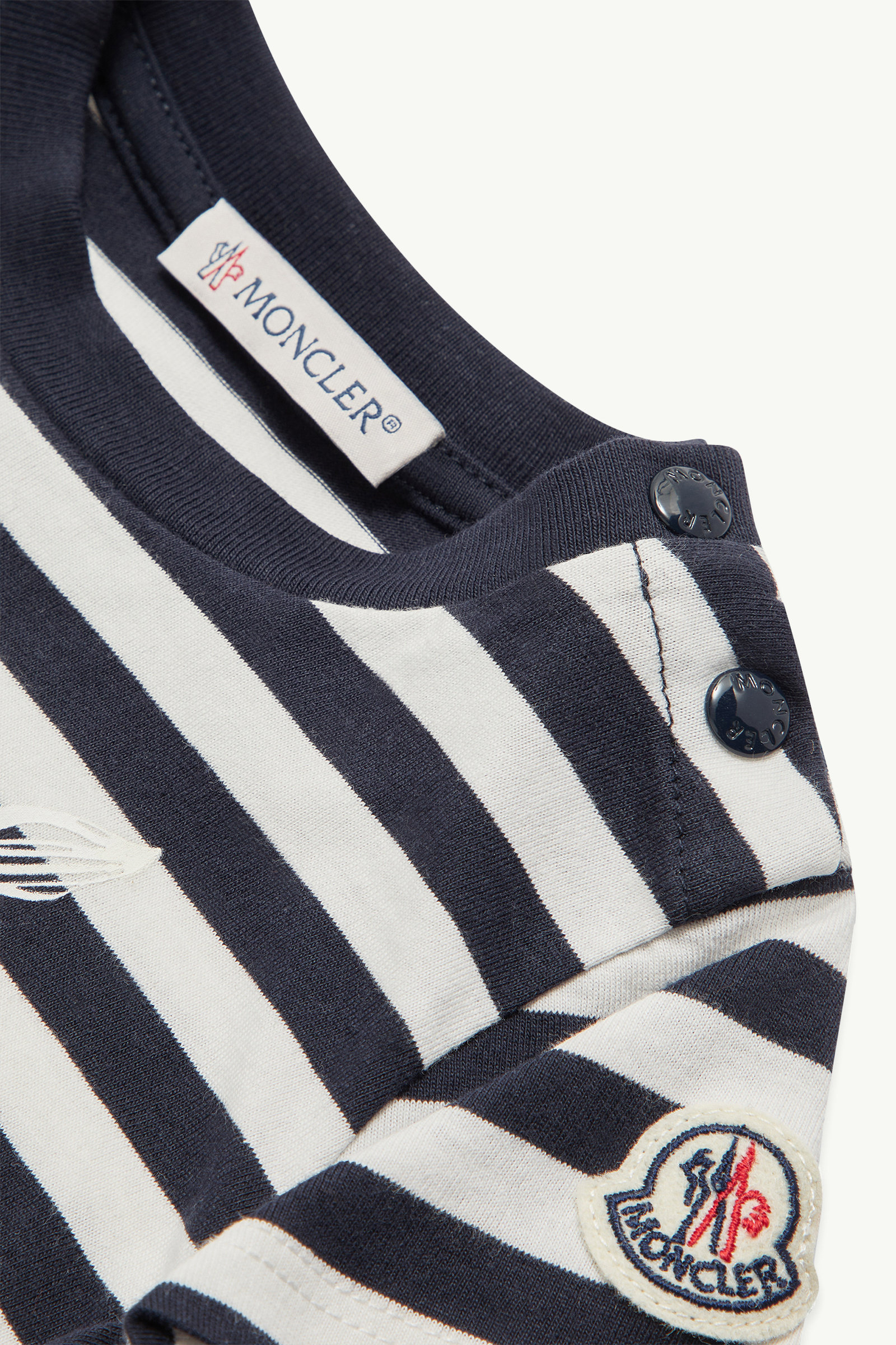 Whale Motif Cotton T-Shirt Boy White & Blue Moncler 3